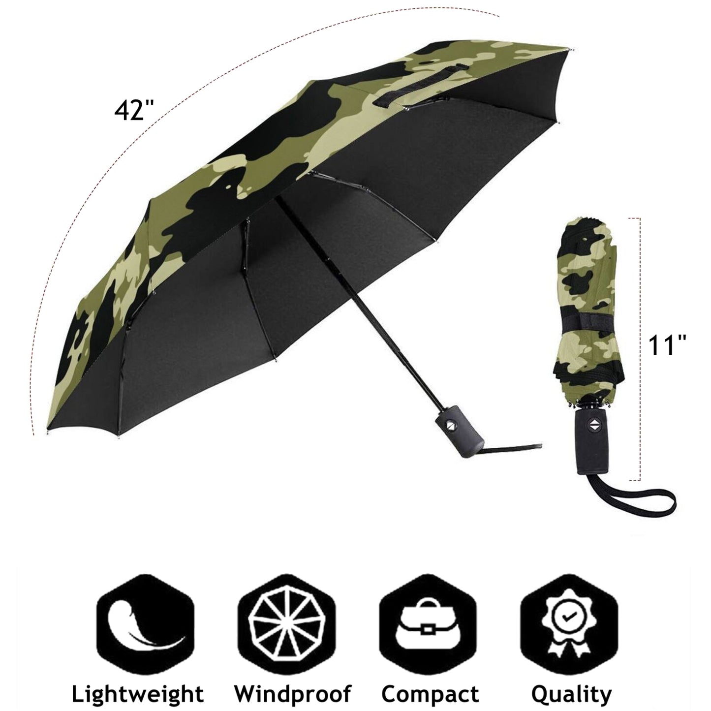 Parapluie de voyage pliable à imprimé militaire