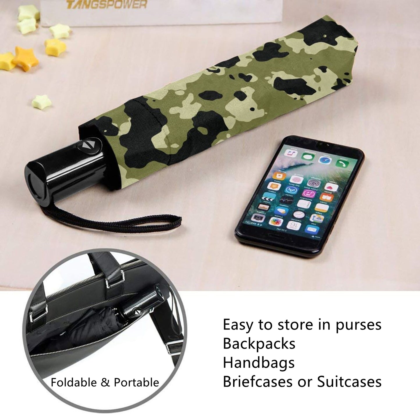 Parapluie de voyage pliable à imprimé militaire