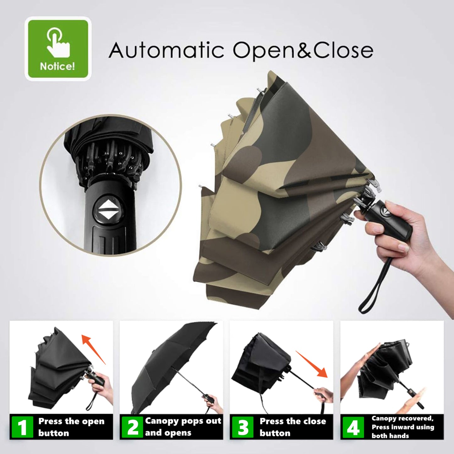 Parapluie pliable compact camouflage