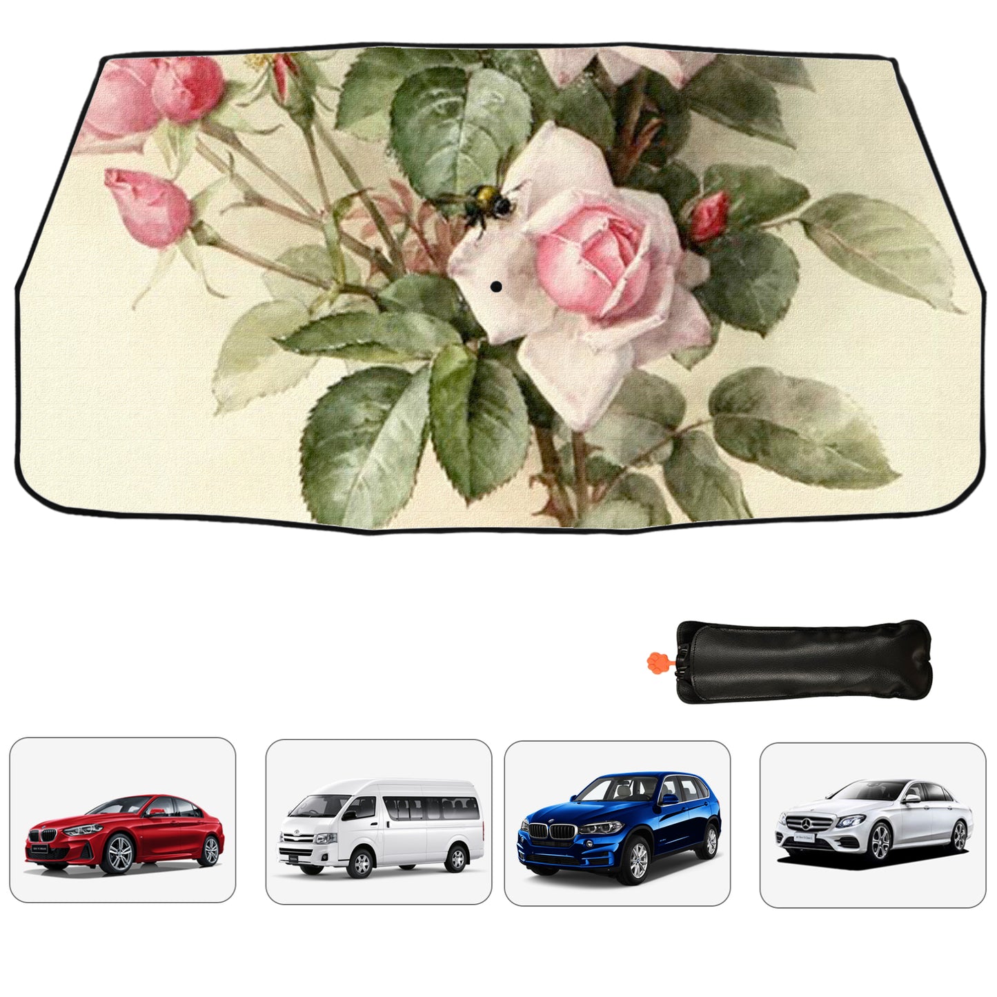Auto-Sonnenschirm mit Pfingstrosen-Design