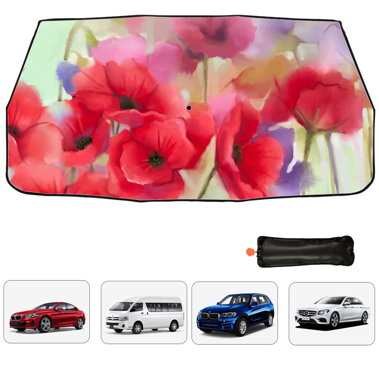 Roter Blumen-Sonnenschutz für die Windschutzscheibe des Autos