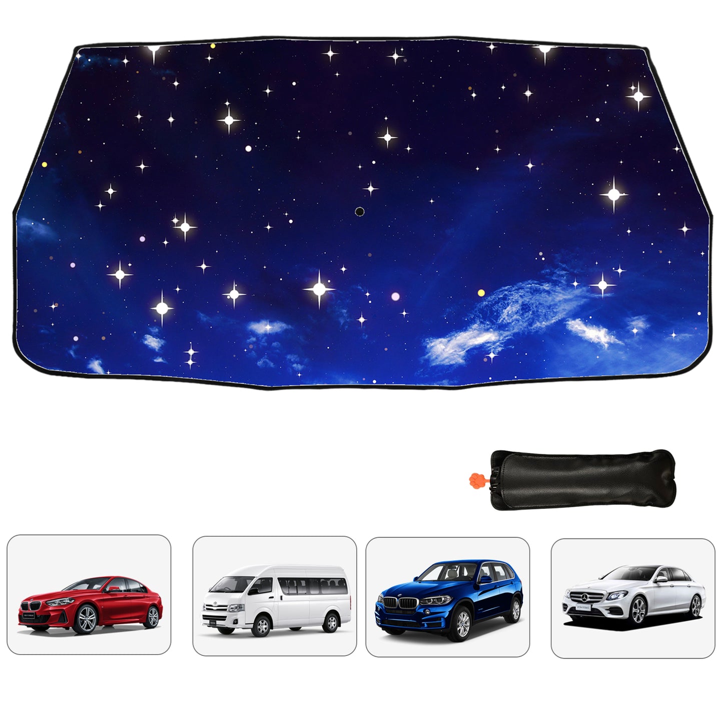 Faltbarer Auto-Sonnenschutz mit Sternen und Galaxie-Motiv
