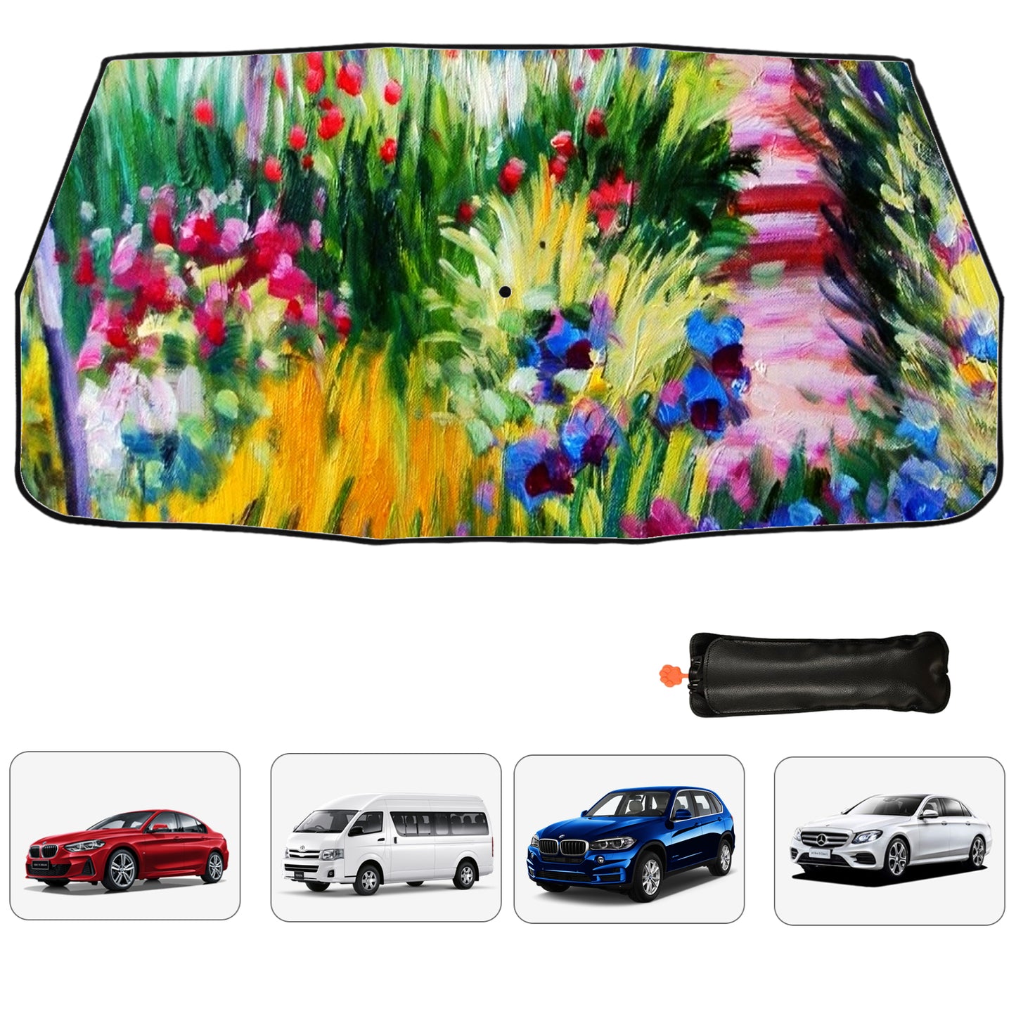 Pare-soleil de pare-brise de voiture avec peinture à l'huile florale