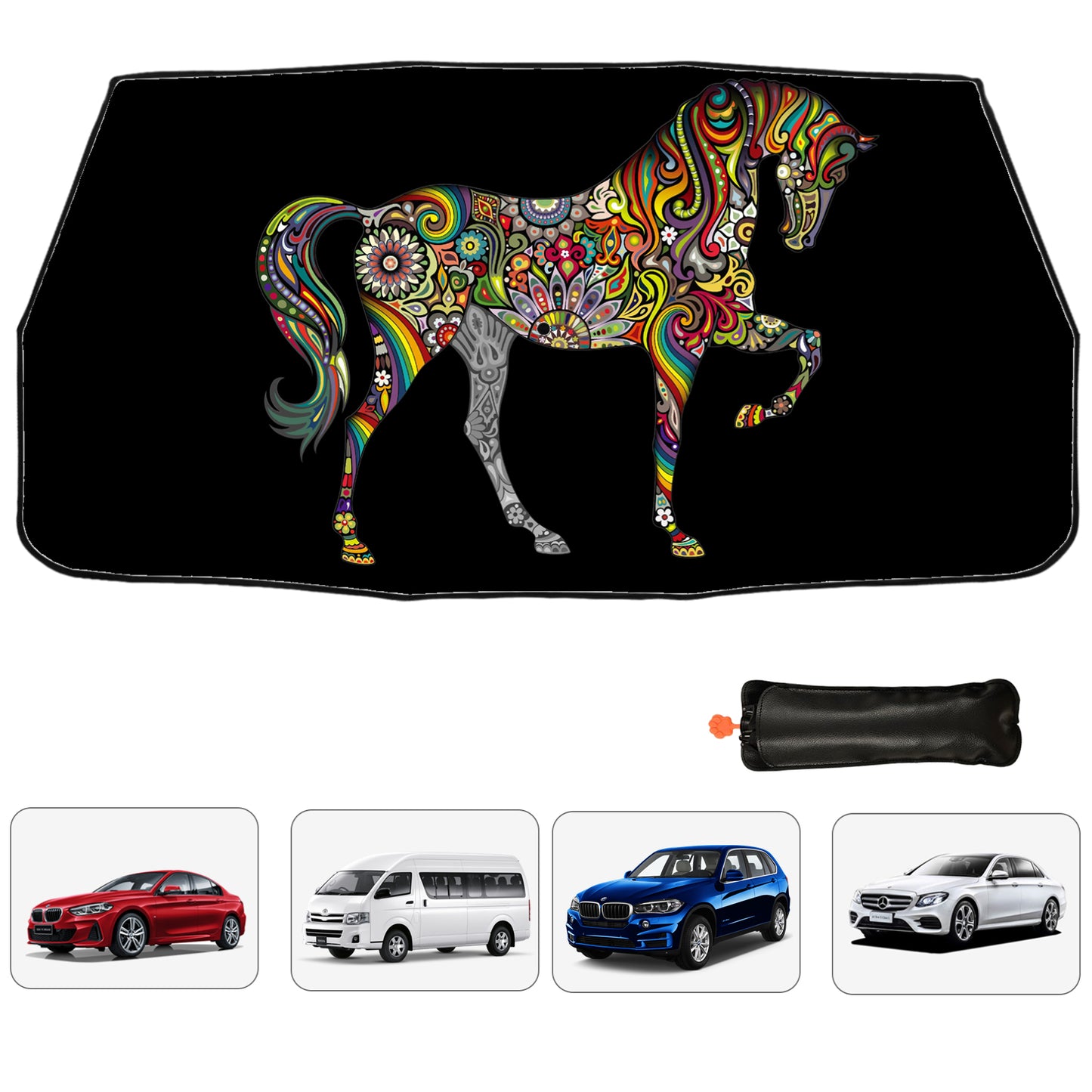 Klassischer Einhorn-Sonnenschutz für die Windschutzscheibe des Autos