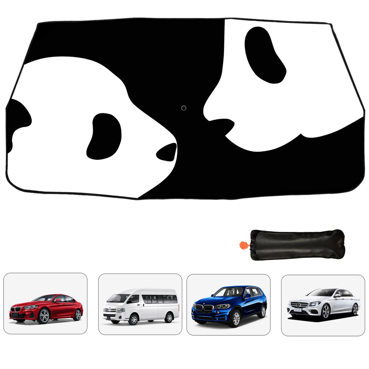 Panda Paar Auto Windschutzscheibe Sonnenschirm Regenschirm