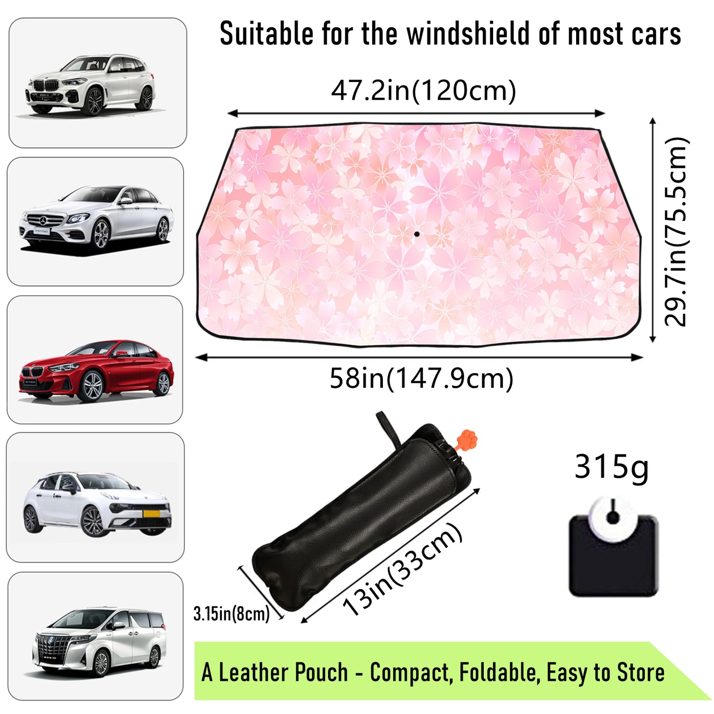 Farbwechselnder Sonnenschutz für die Windschutzscheibe des Autos mit Blumenmotiv