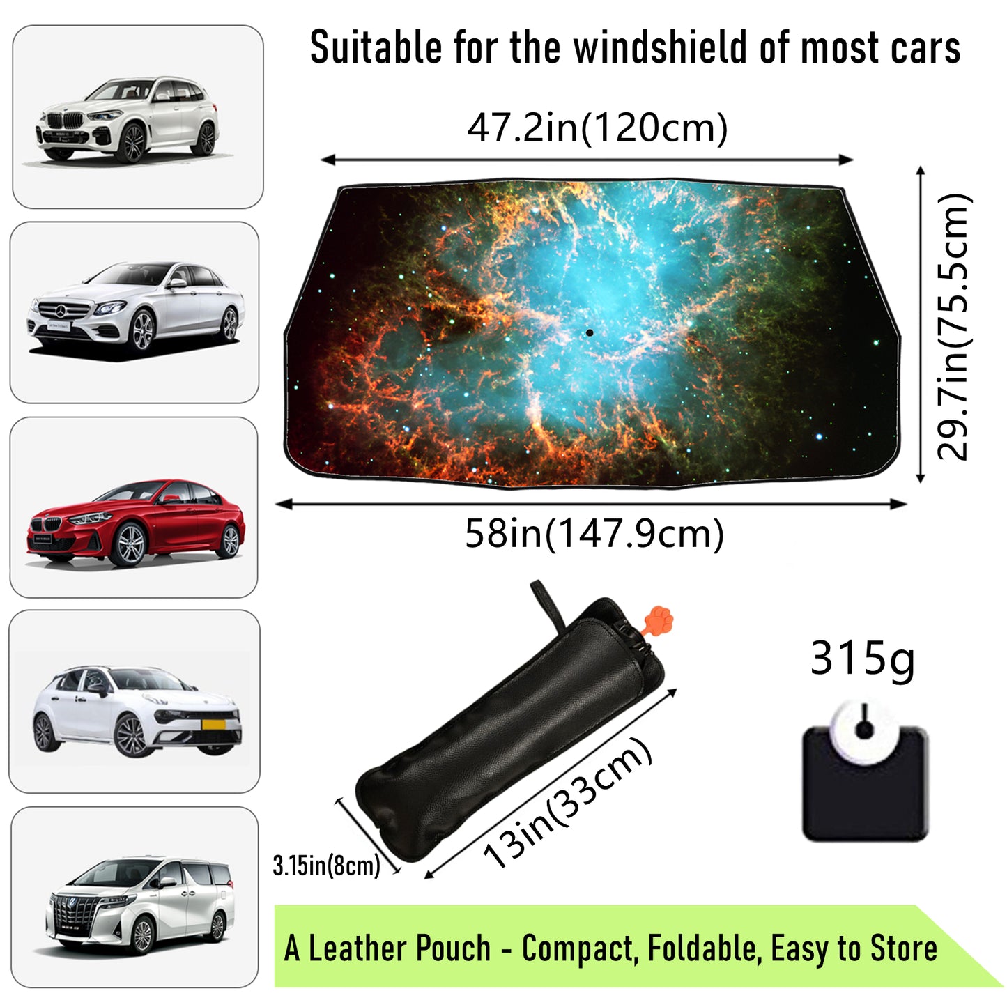 Regenschirm-Windschutzscheiben-Sonnenschutz mit Galaxie-Design