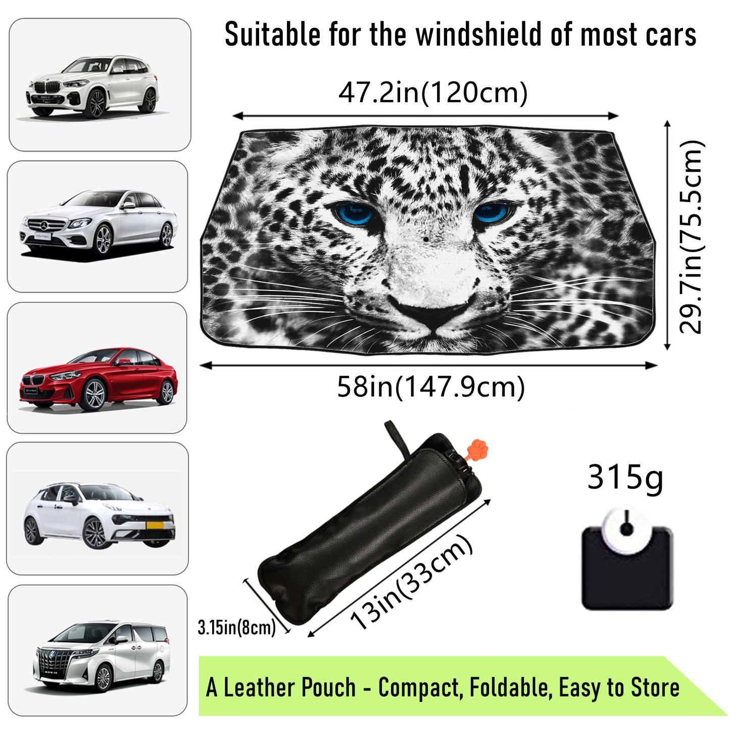 Leopard Auto-Sonnenschutz für die Windschutzscheibe