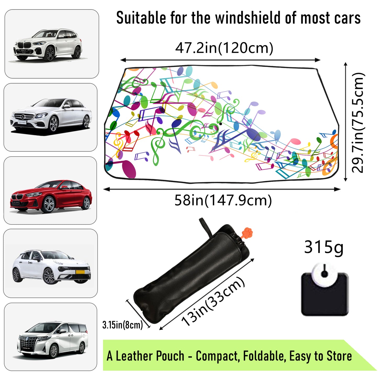 Auto-Sonnenschirm mit Musiknoten