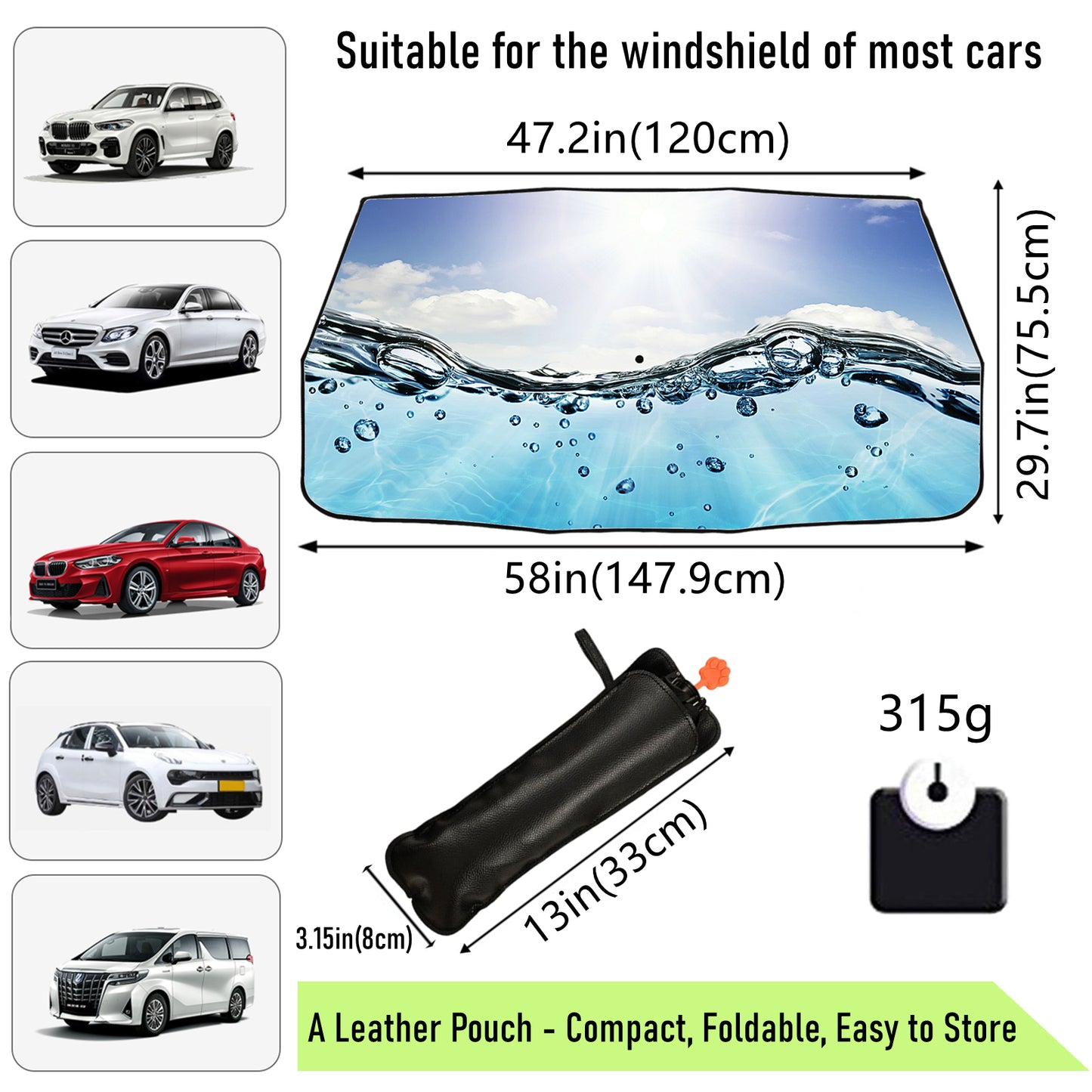 Sonnenschein und Wassertropfen Sonnenschirm im Regenschirm-Stil fürs Auto