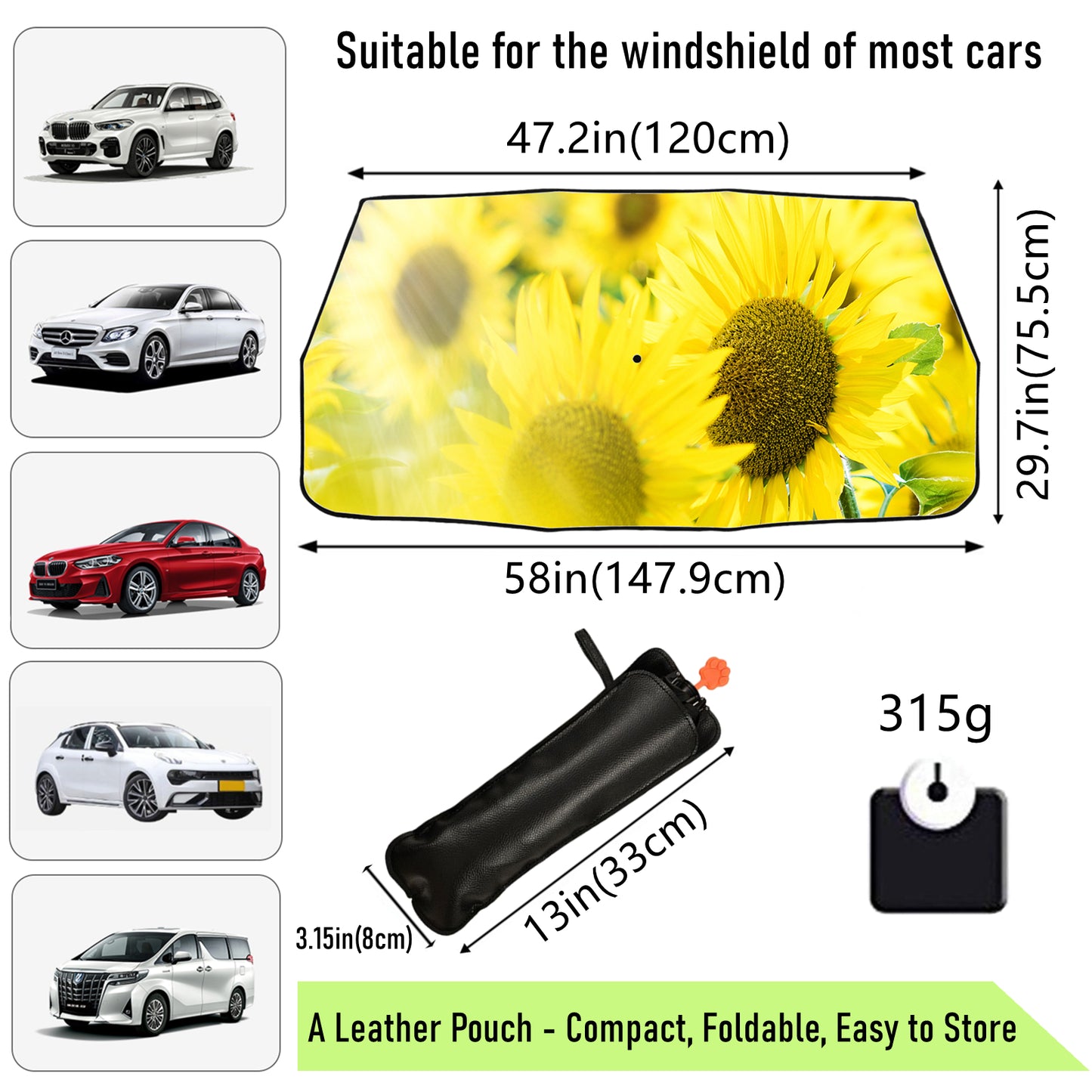 Gelber Sonnenblumen-Sonnenschirm für die Windschutzscheibe