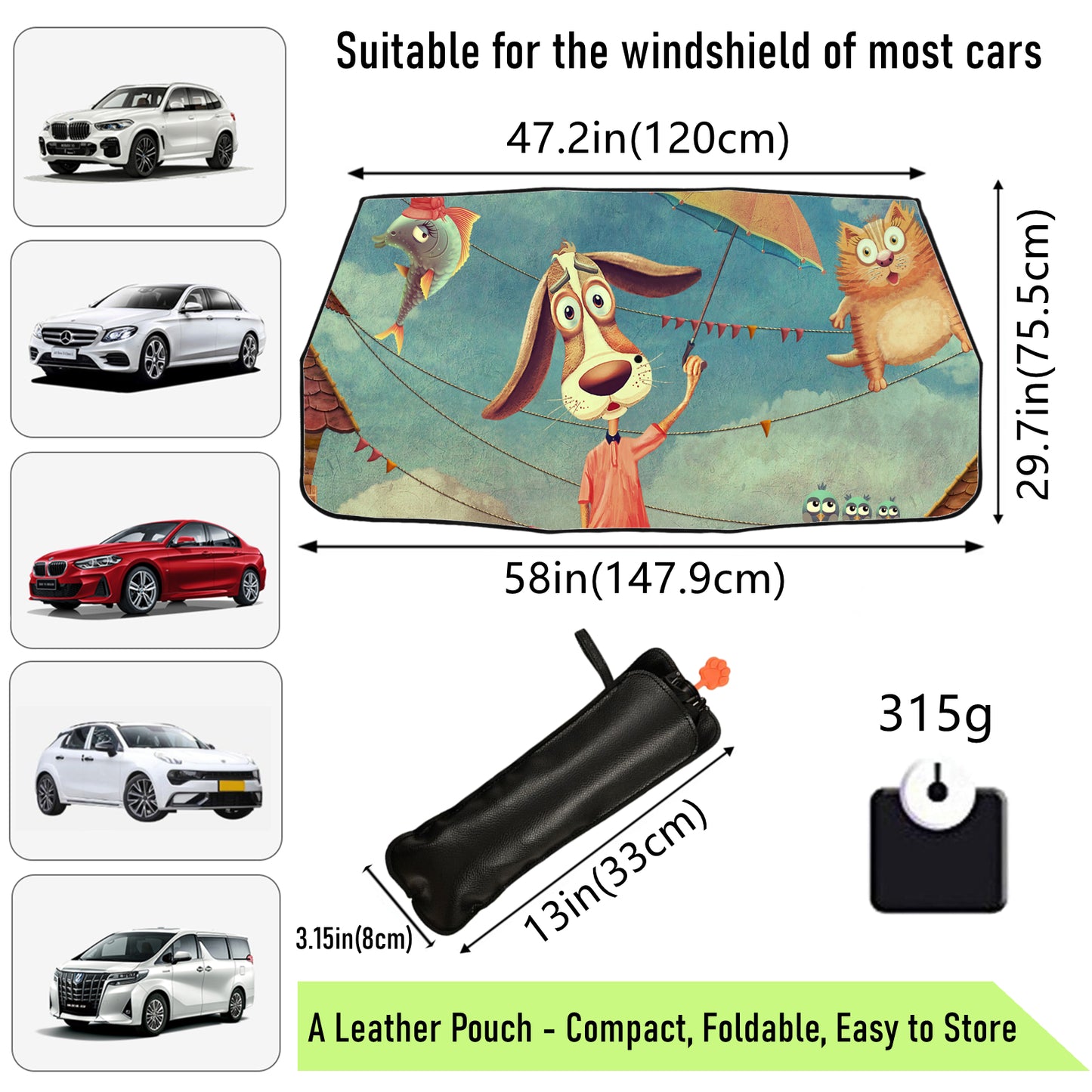 Lustiger Design-Sonnenschutz für die Windschutzscheibe des Autos