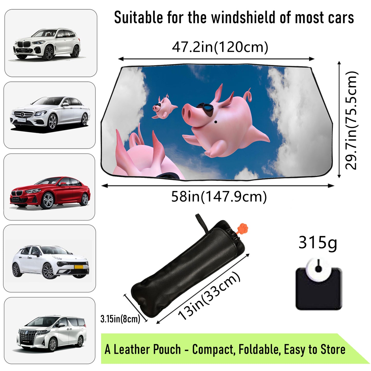 Flying Piggy Auto-Sonnenschutz für die Windschutzscheibe