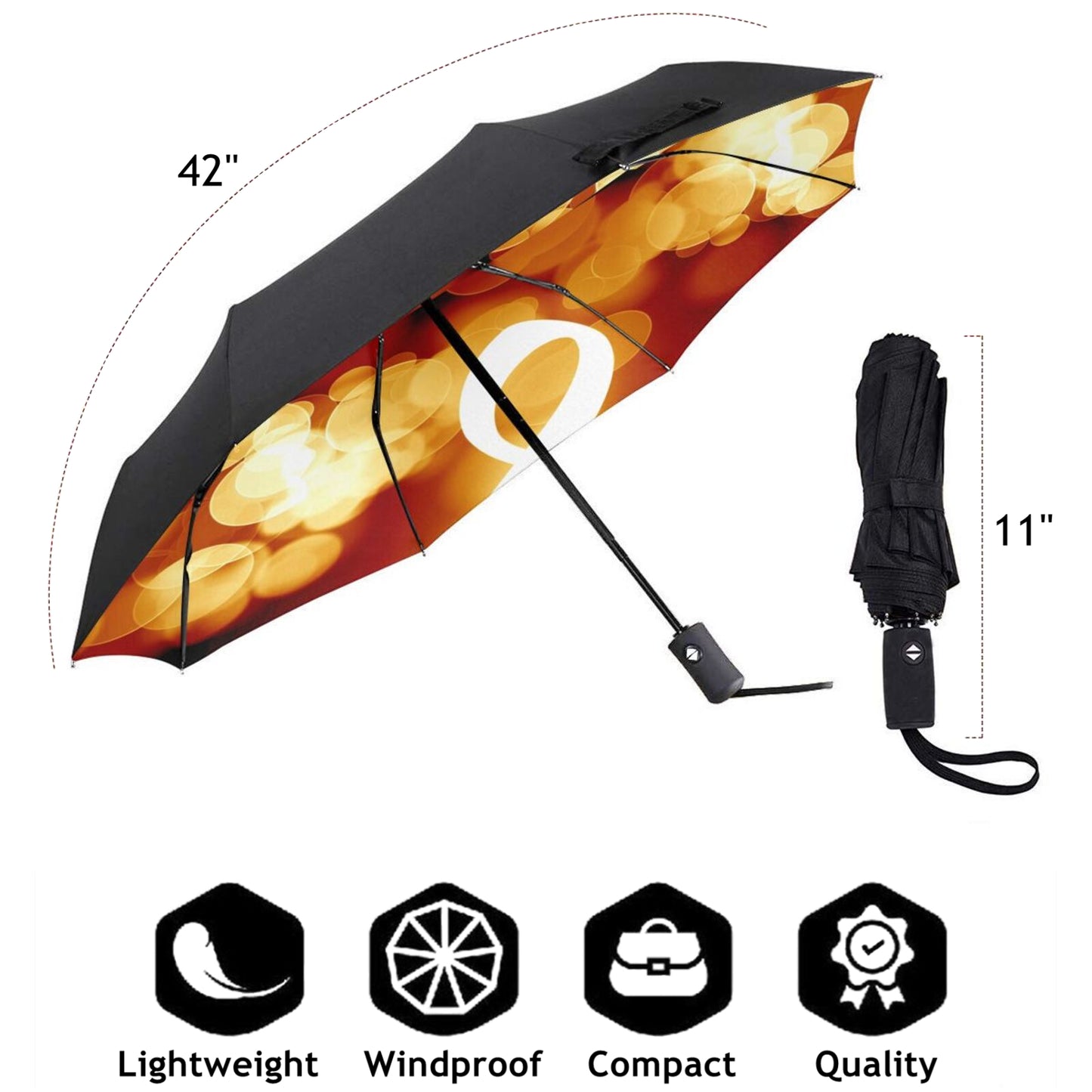 Parapluie de voyage imprimé notes de musique changeantes de couleur à l'intérieur