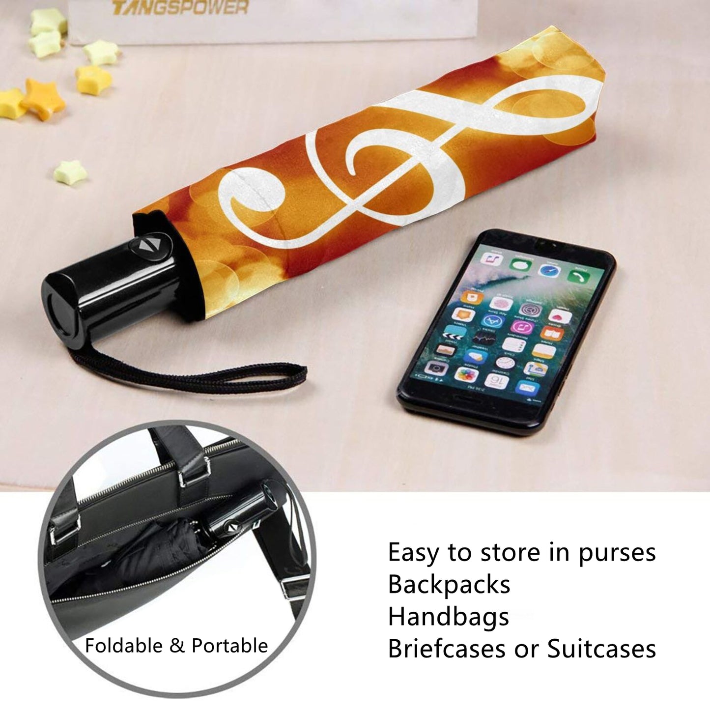 Parapluie pliable avec notes de musique