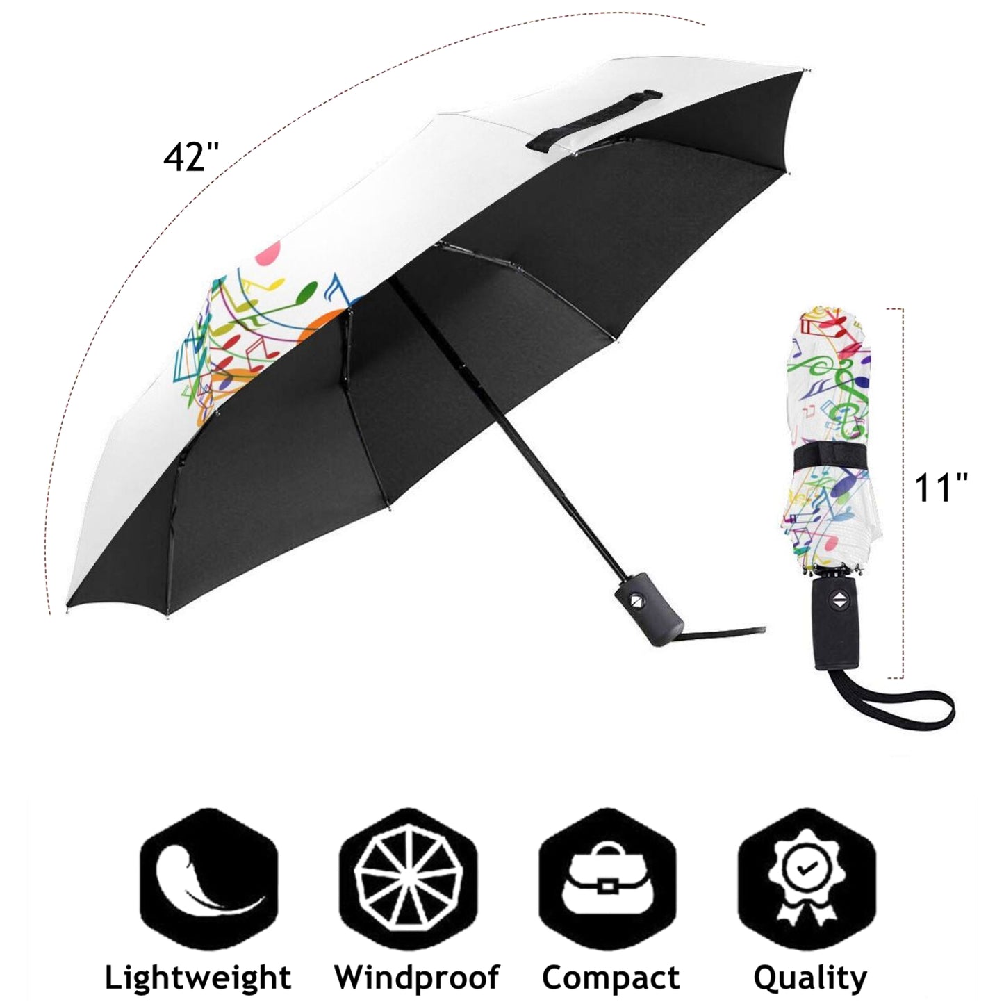 Parapluie compact blanc avec note de musique