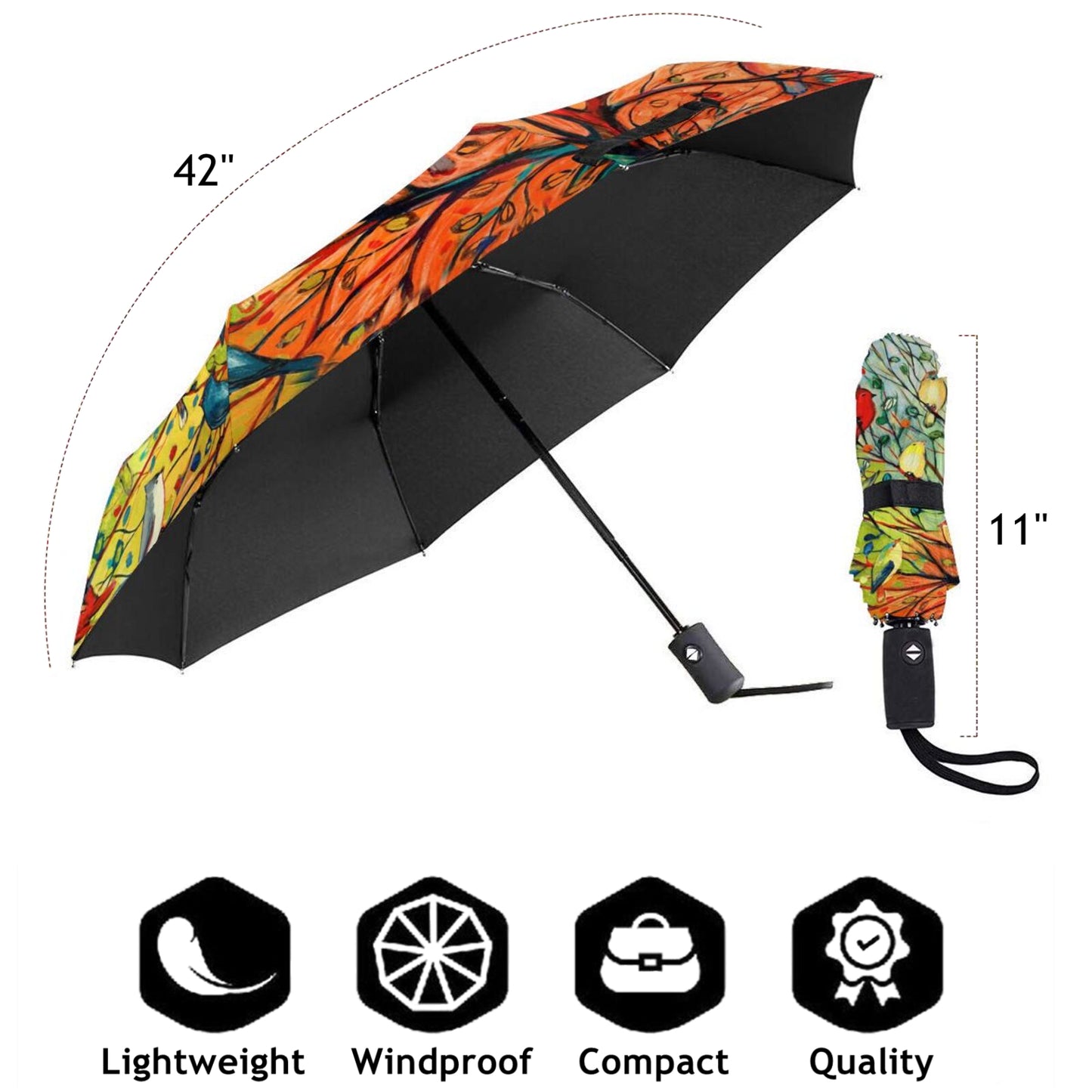 Parapluie de voyage pliable imprimé Dickeybird