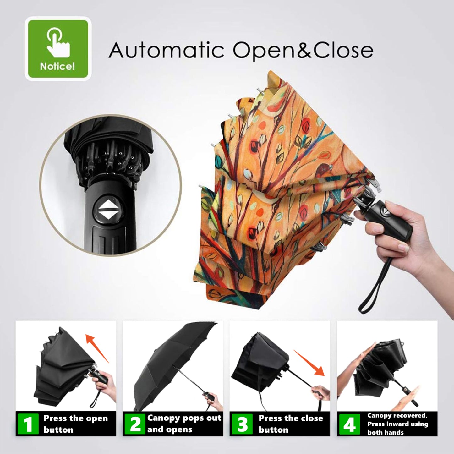 Parapluie de voyage pliable imprimé Dickeybird