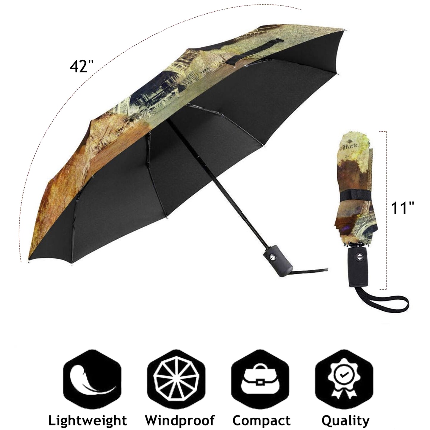 Parapluie compact avec peinture à l'huile Tour Eiffel