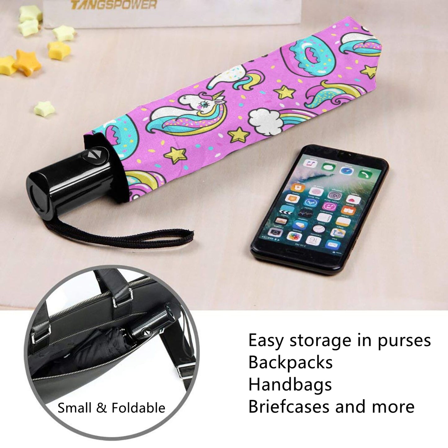 Parapluie compact au design licorne mignon