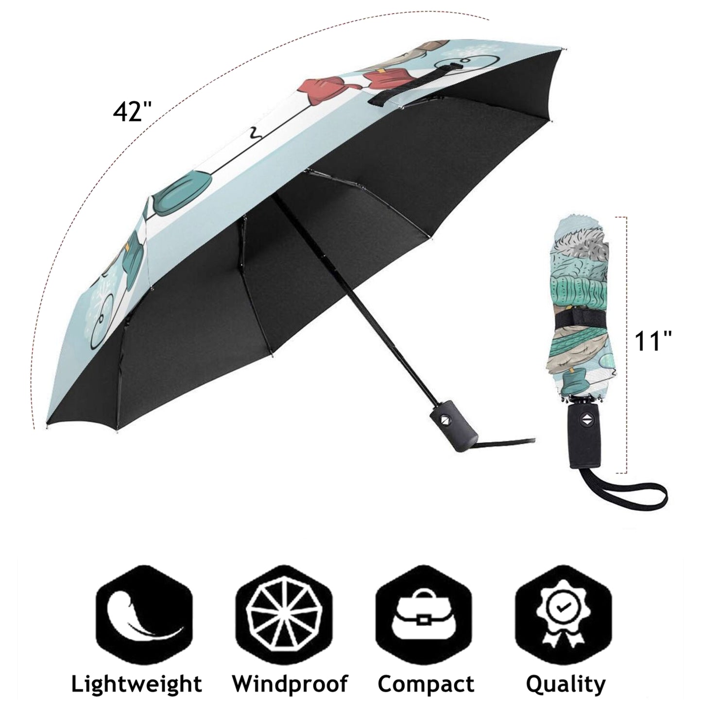 Parapluie pliable en forme de couple de hiboux