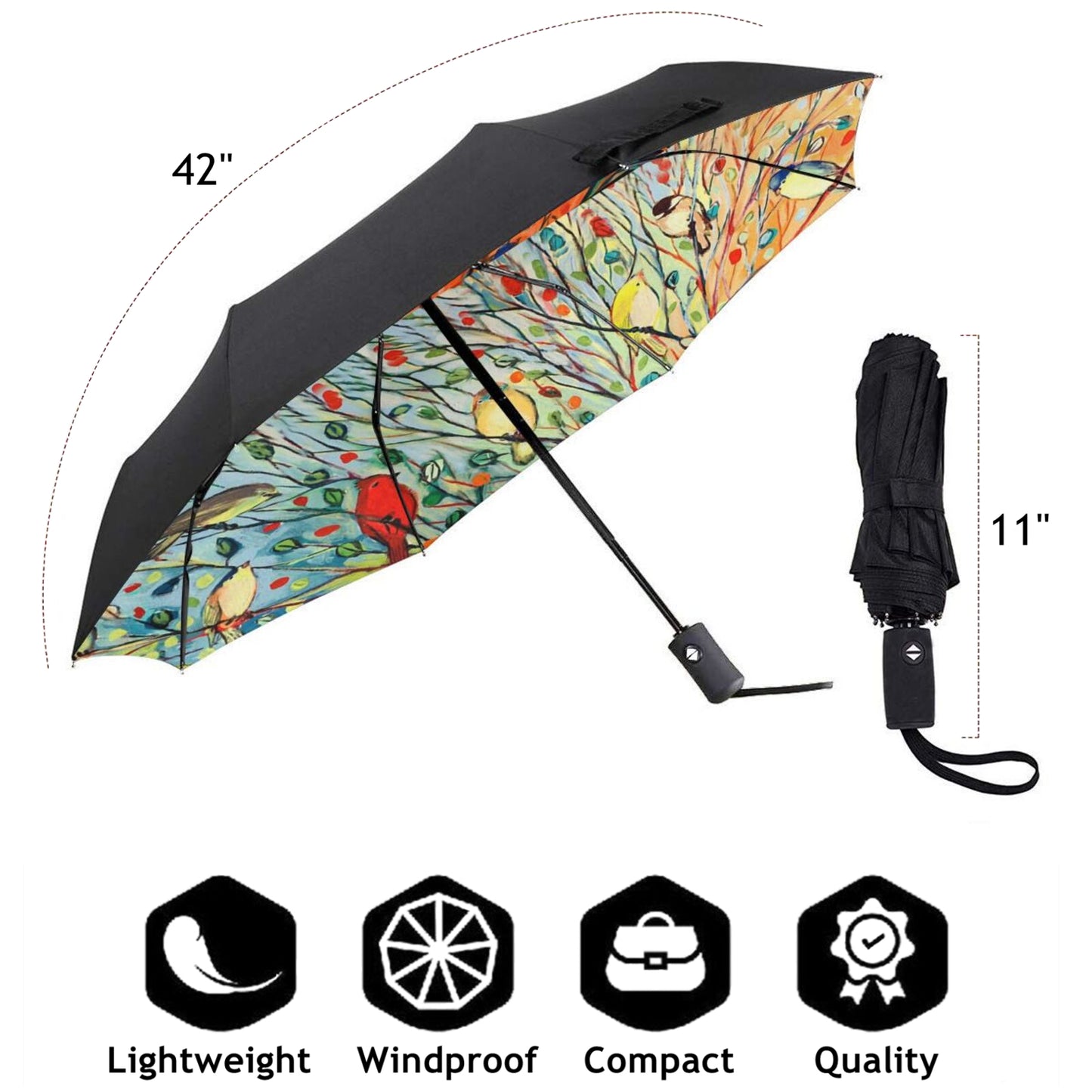 Taschenschirm mit schönen Vögeln im Inneren