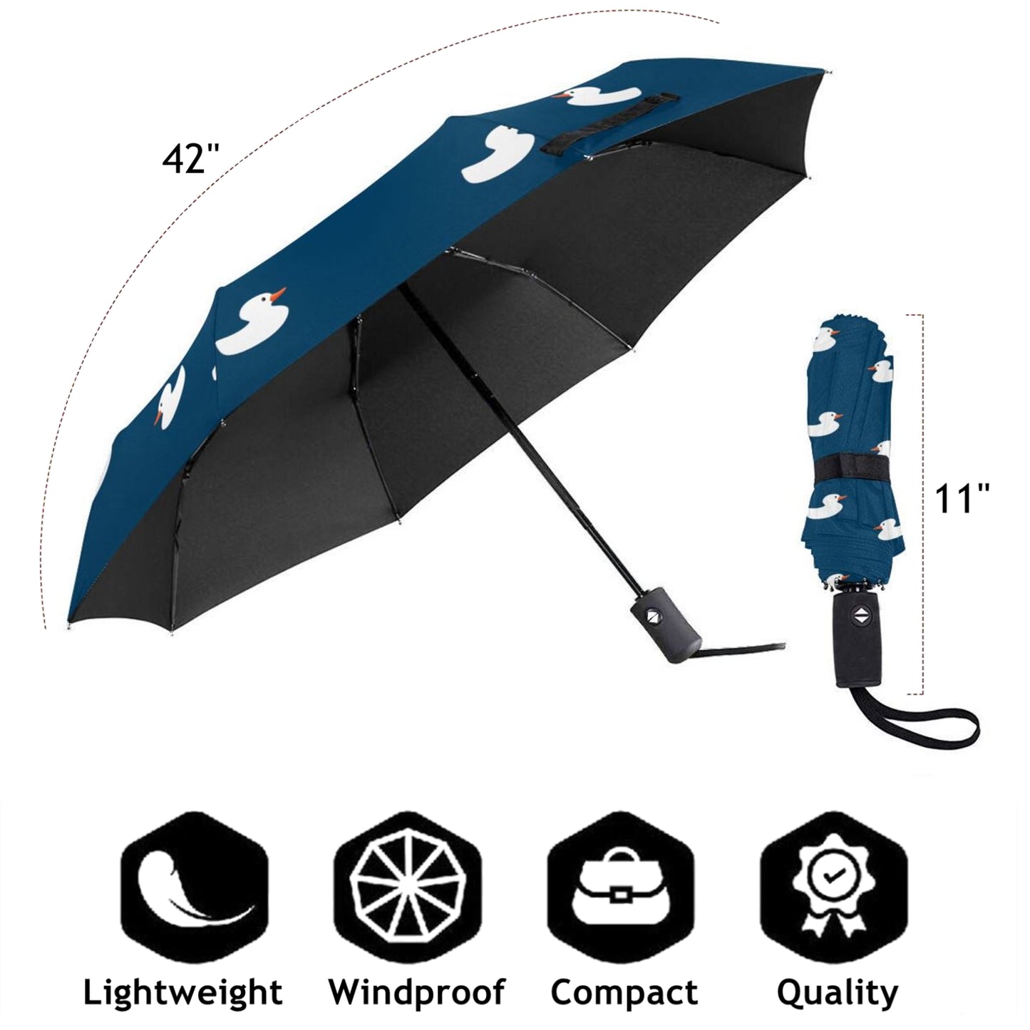 Parapluie de voyage compact à imprimé canard