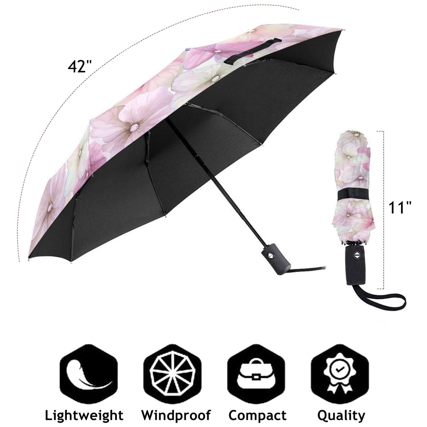 Petit parapluie compact à pétales violets