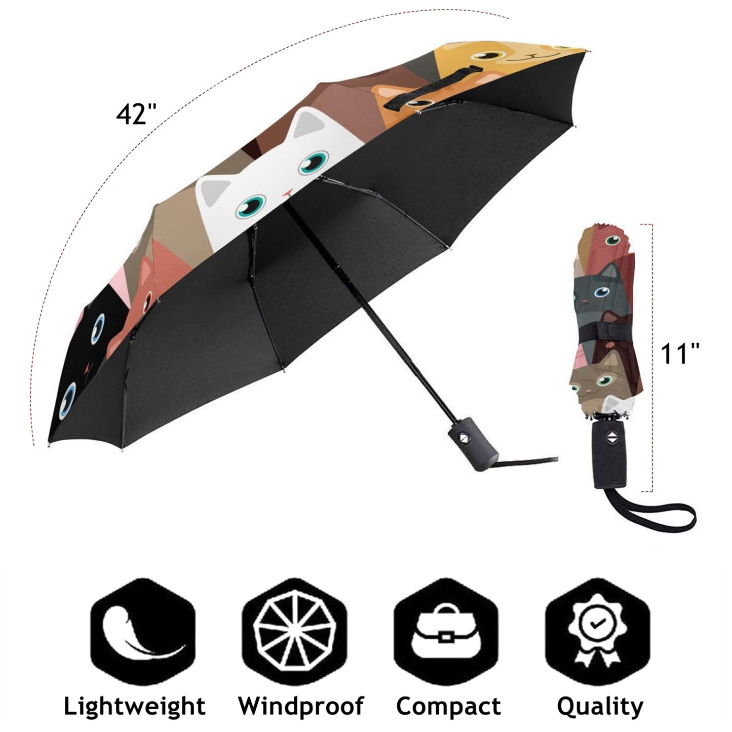 Faltbarer Regenschirm mit Cartoon-Katze