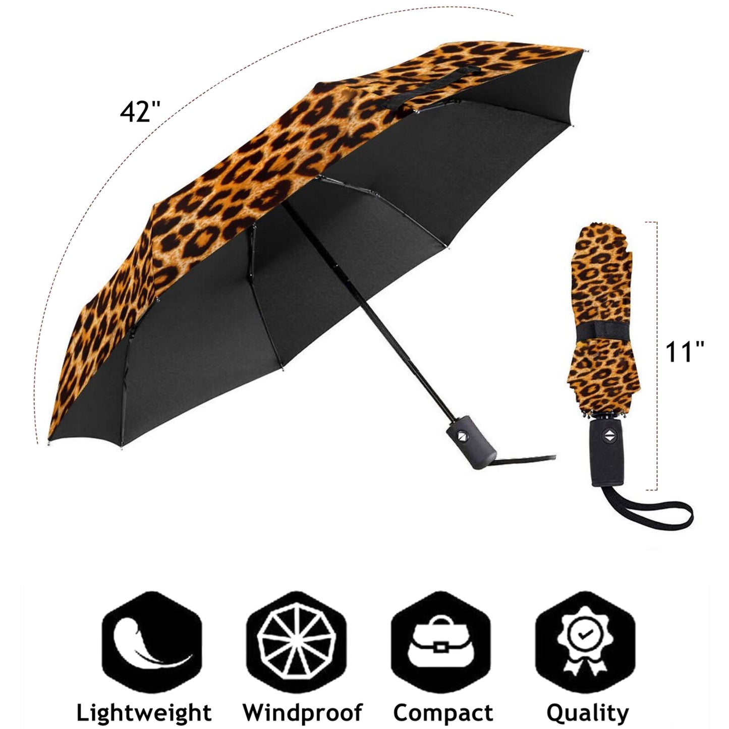 Parapluie de voyage compact classique léopard