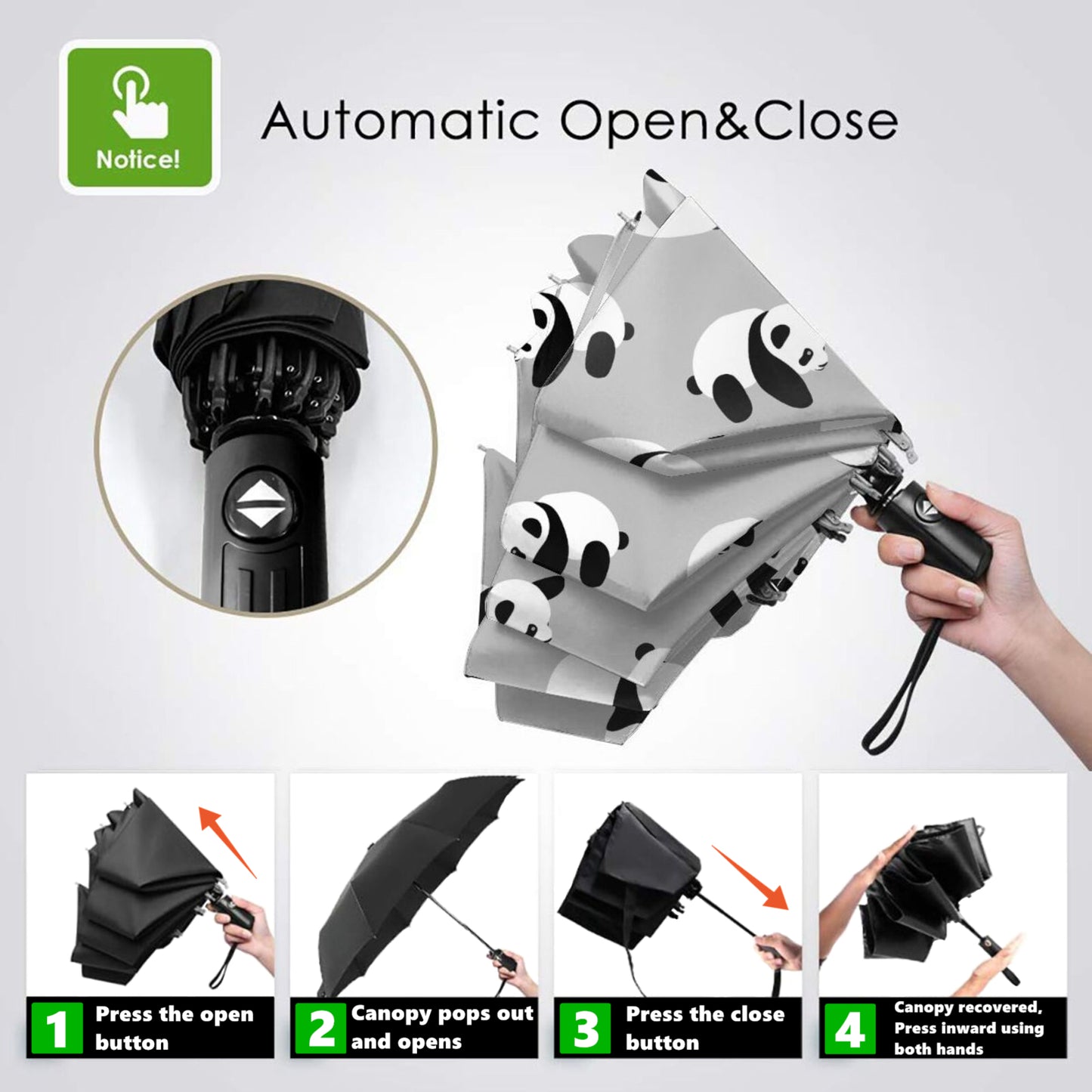 Parapluie pliable compact Panda