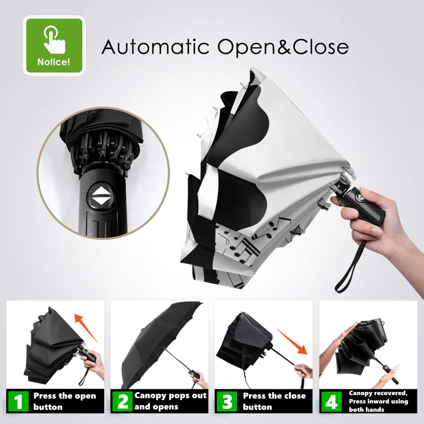 Kleiner Taschenschirm mit Musikmädchen im Inneren