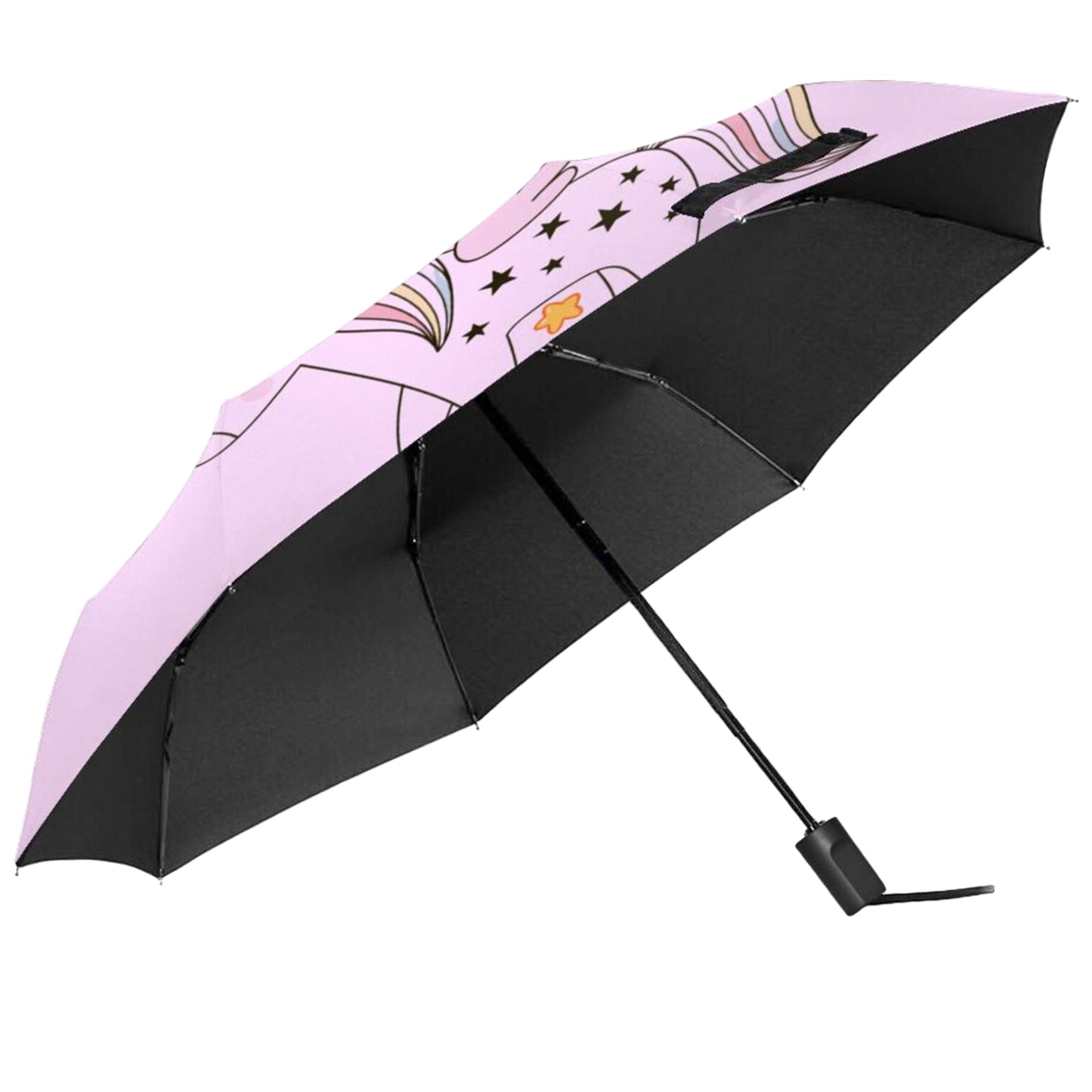 Kompakter Regenschirm mit manueller Öffnung und Regenbogen-Einhorn