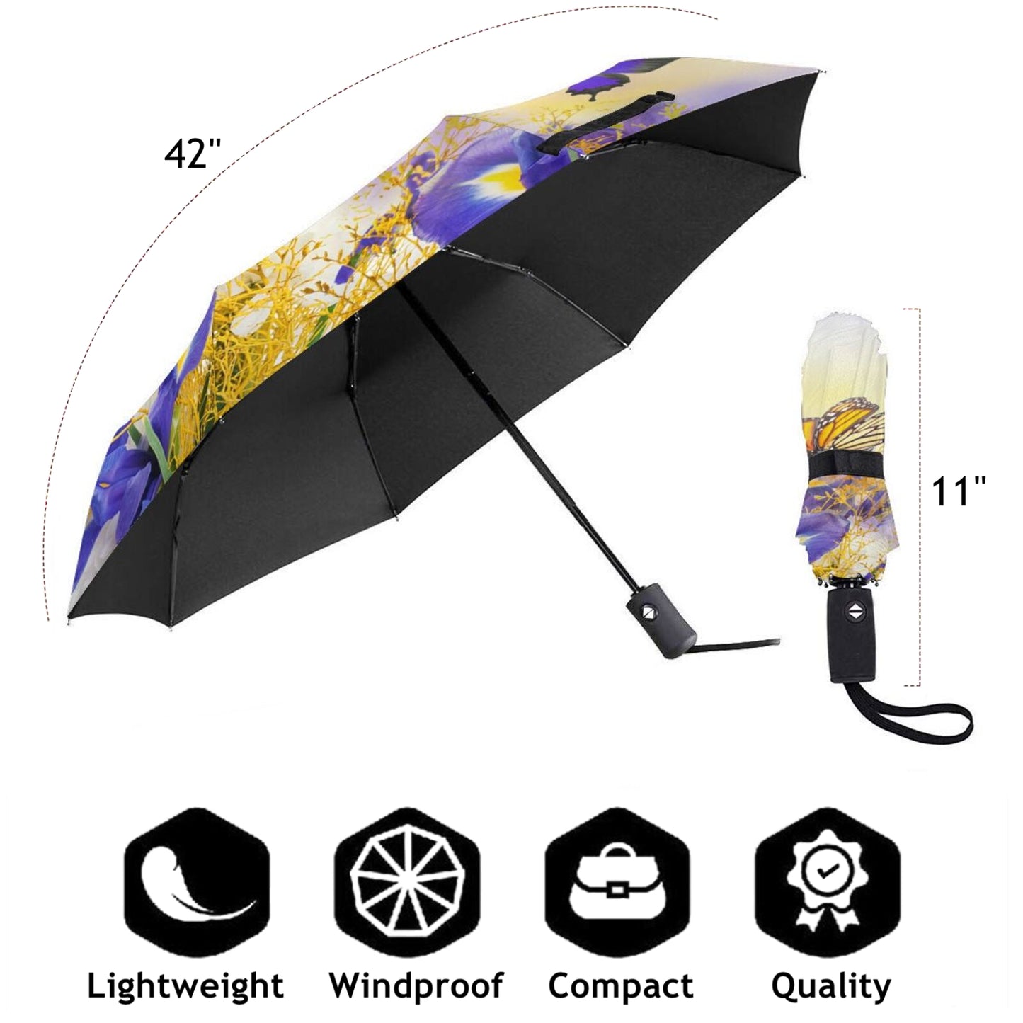Parapluie pliant à motif papillon