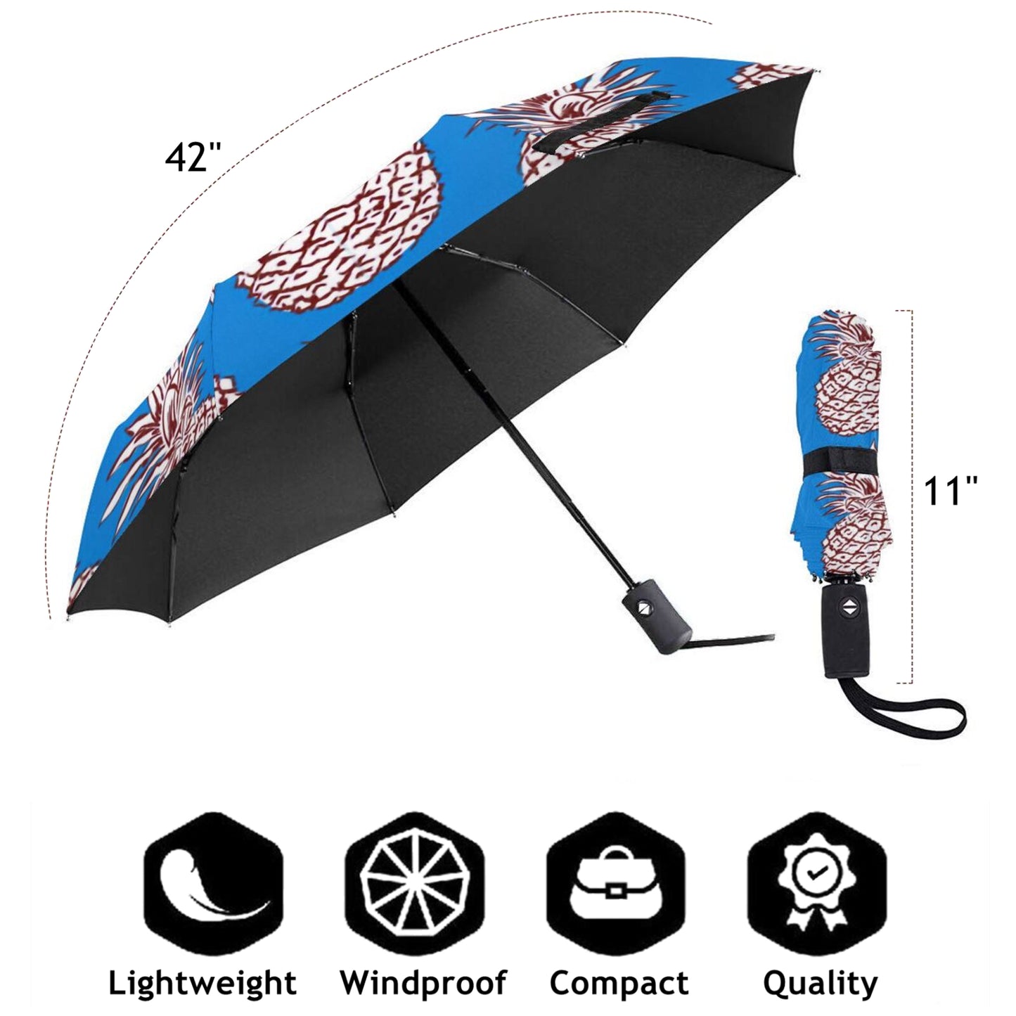 Parapluie de voyage pliable au design ananas