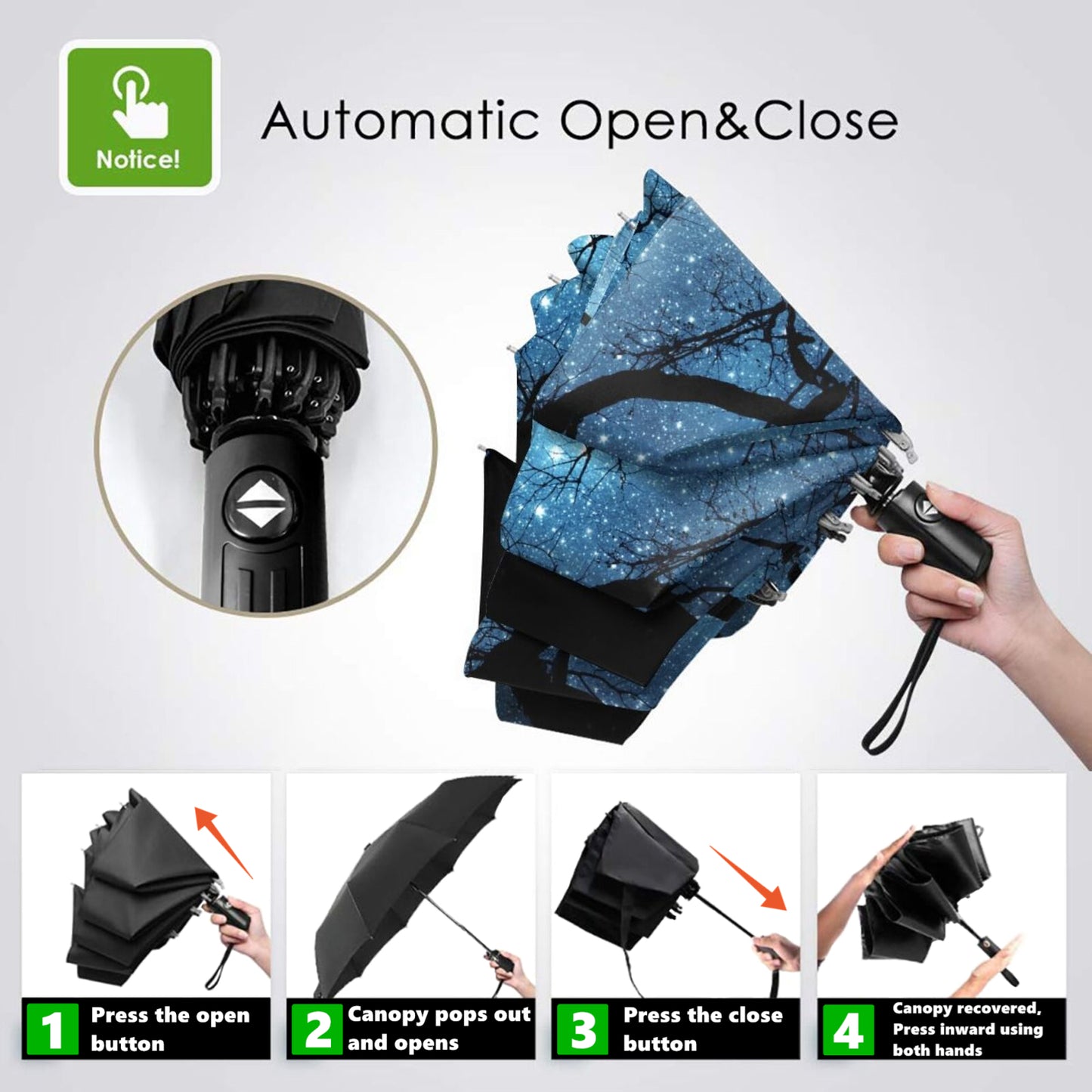 Parapluie pliable de voyage Night Sky
