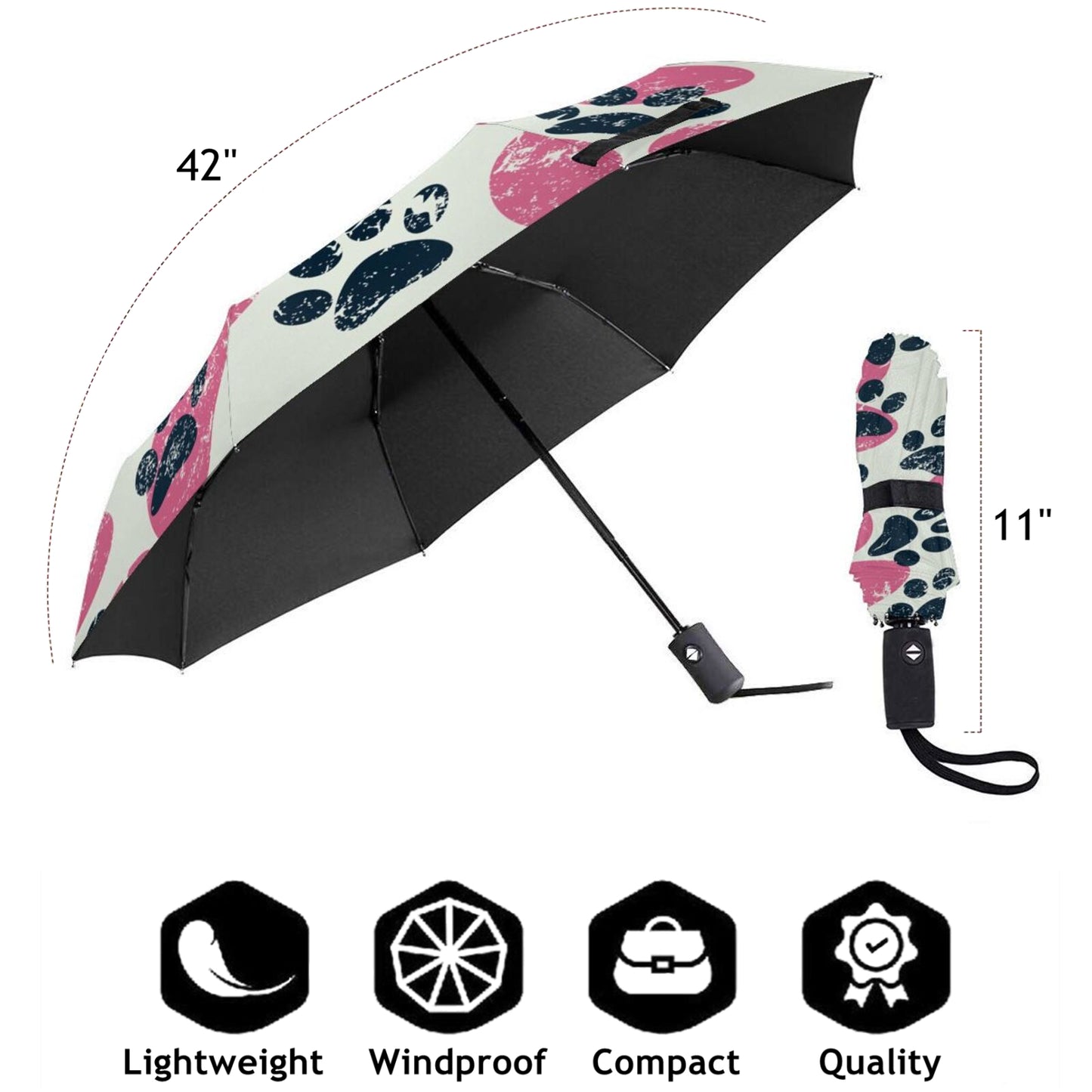 Parapluie de voyage compact Paws