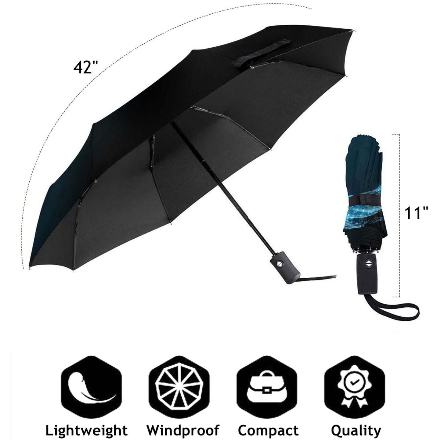 Parapluie pliable motif ciel étoilé baleine
