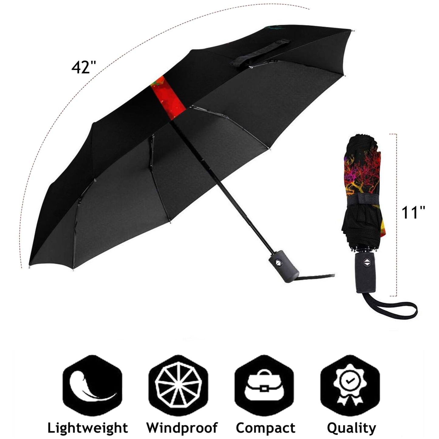 Petit parapluie de voyage imprimé motif arbre