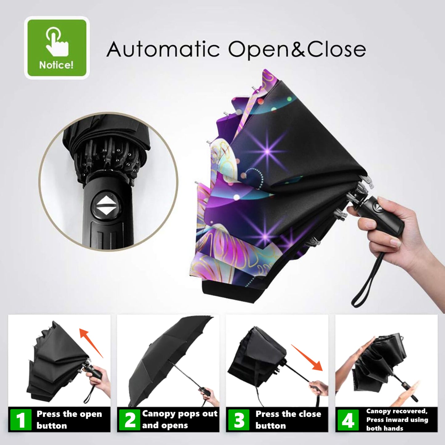 Parapluie compact pliable papillon onirique