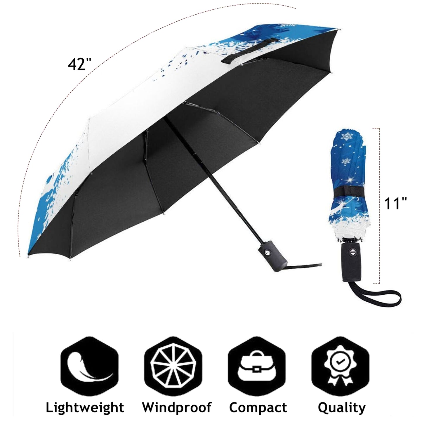 Parapluie pliant imprimé sur le thème de Noël