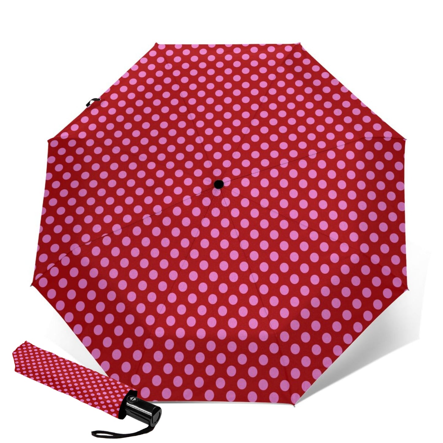 Parapluie compact à pois roses