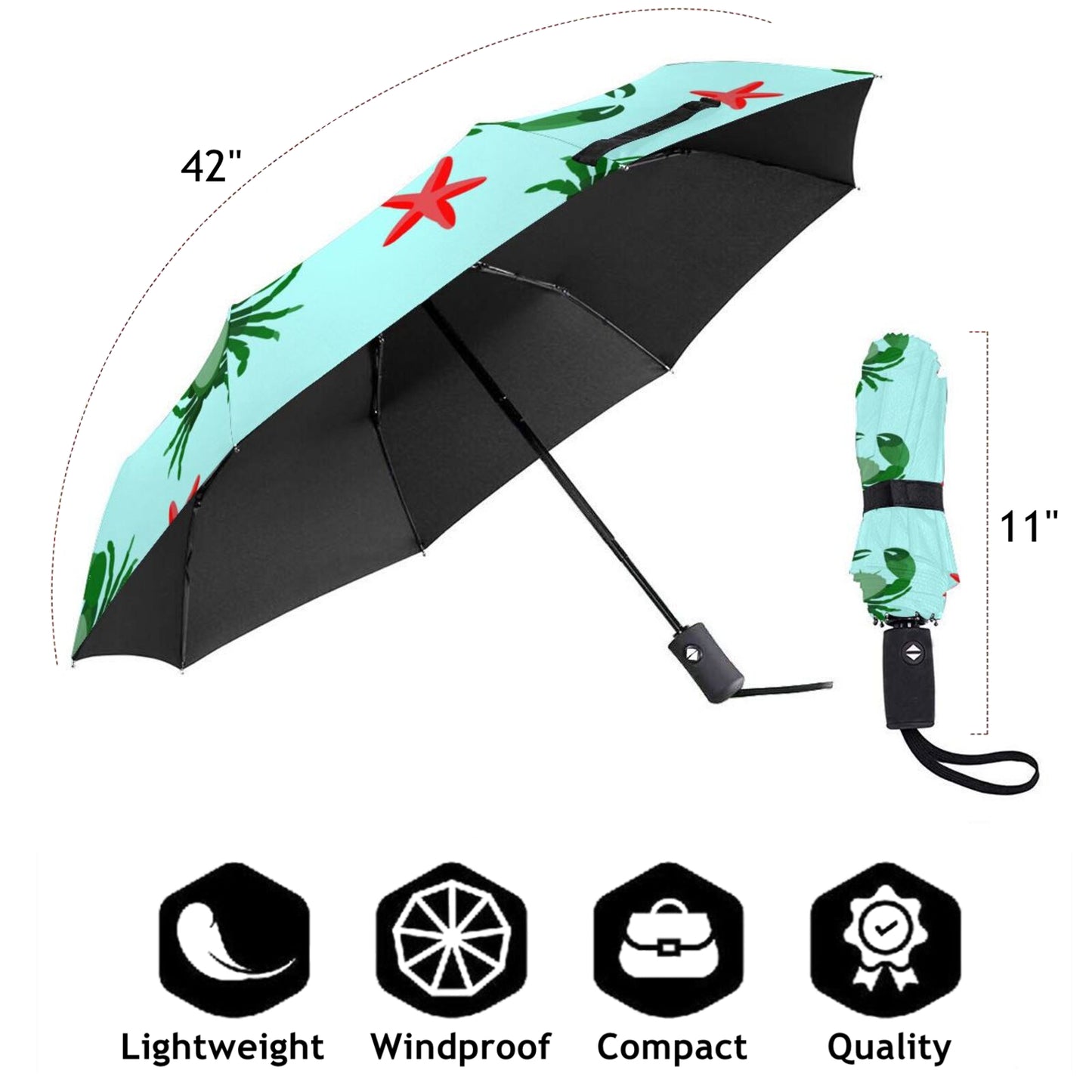 Mini parapluie automatique imprimé motif crabe
