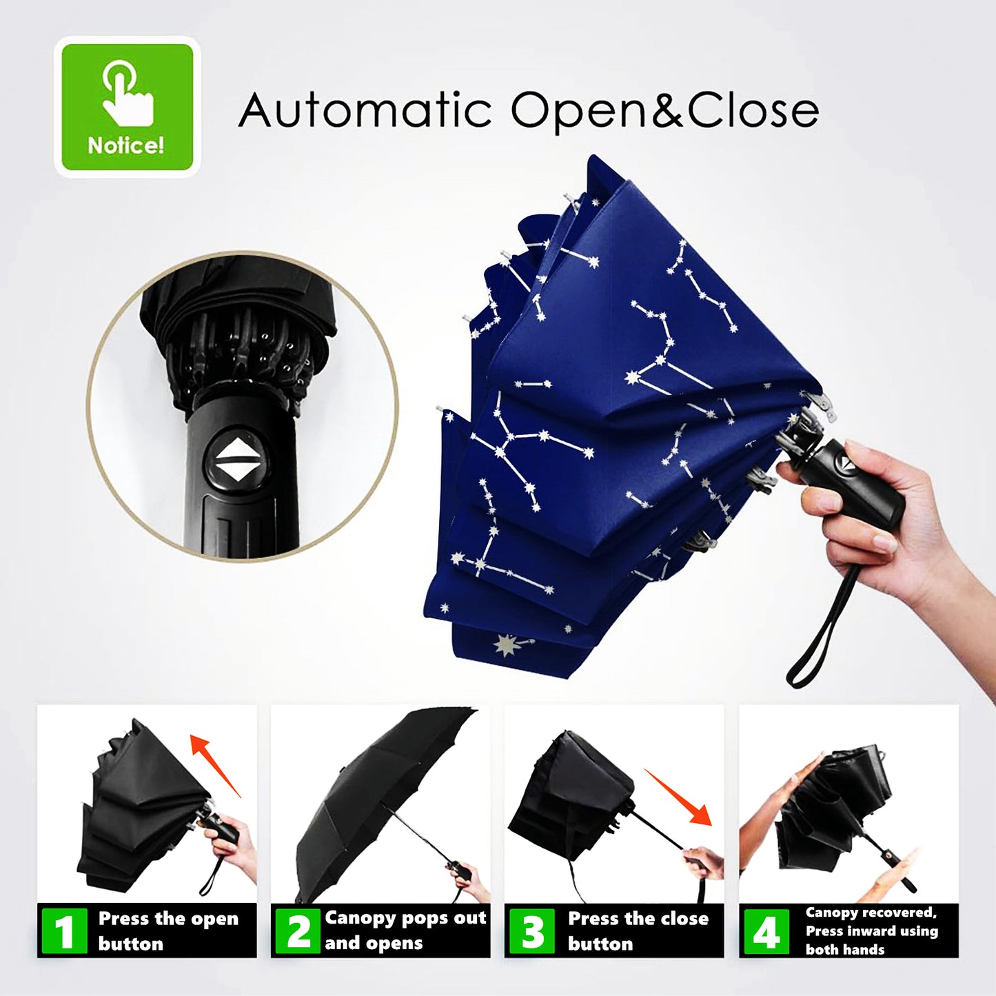 Parapluie pliable anti-UV au design nuit étoilée