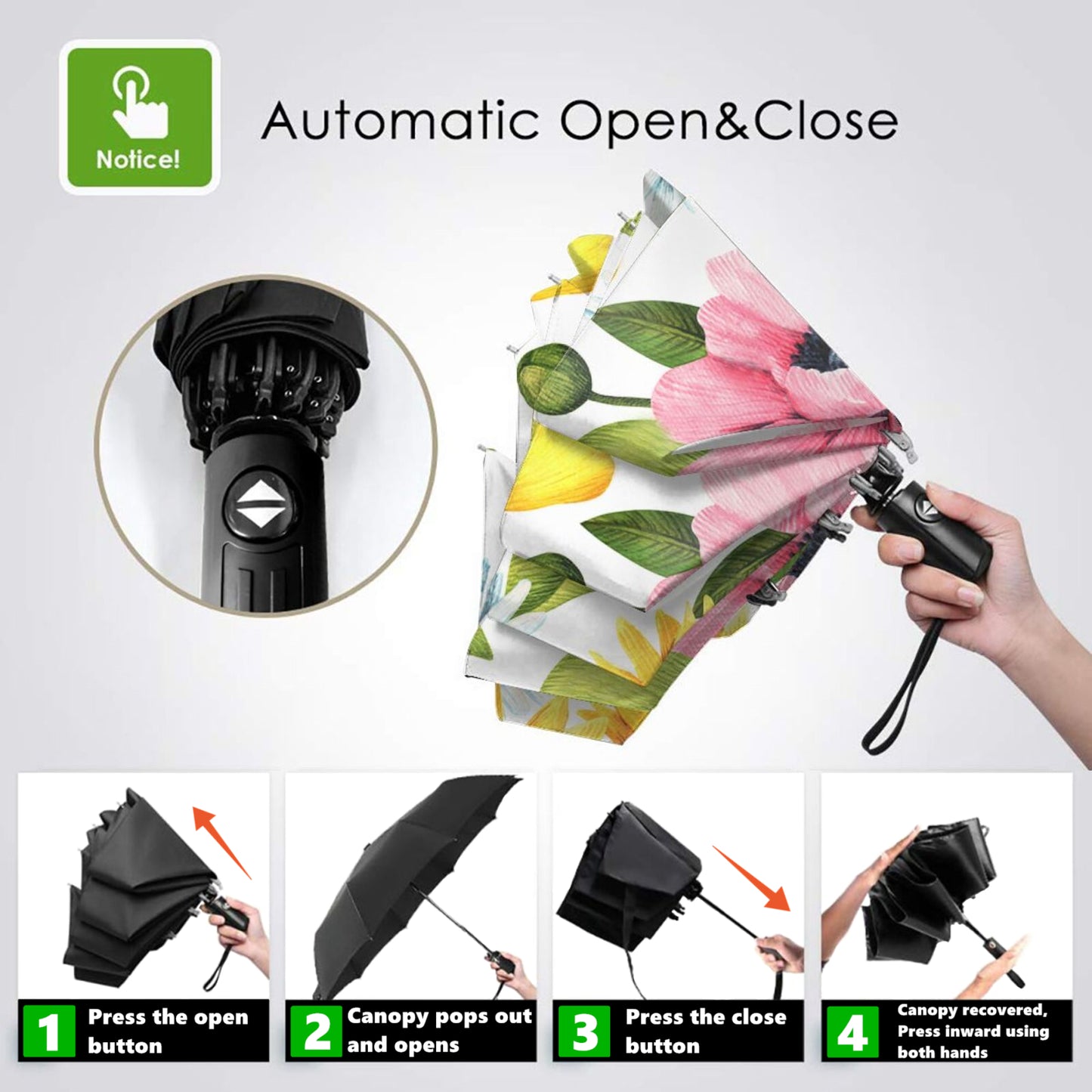 Parapluie de voyage pliable tournesol