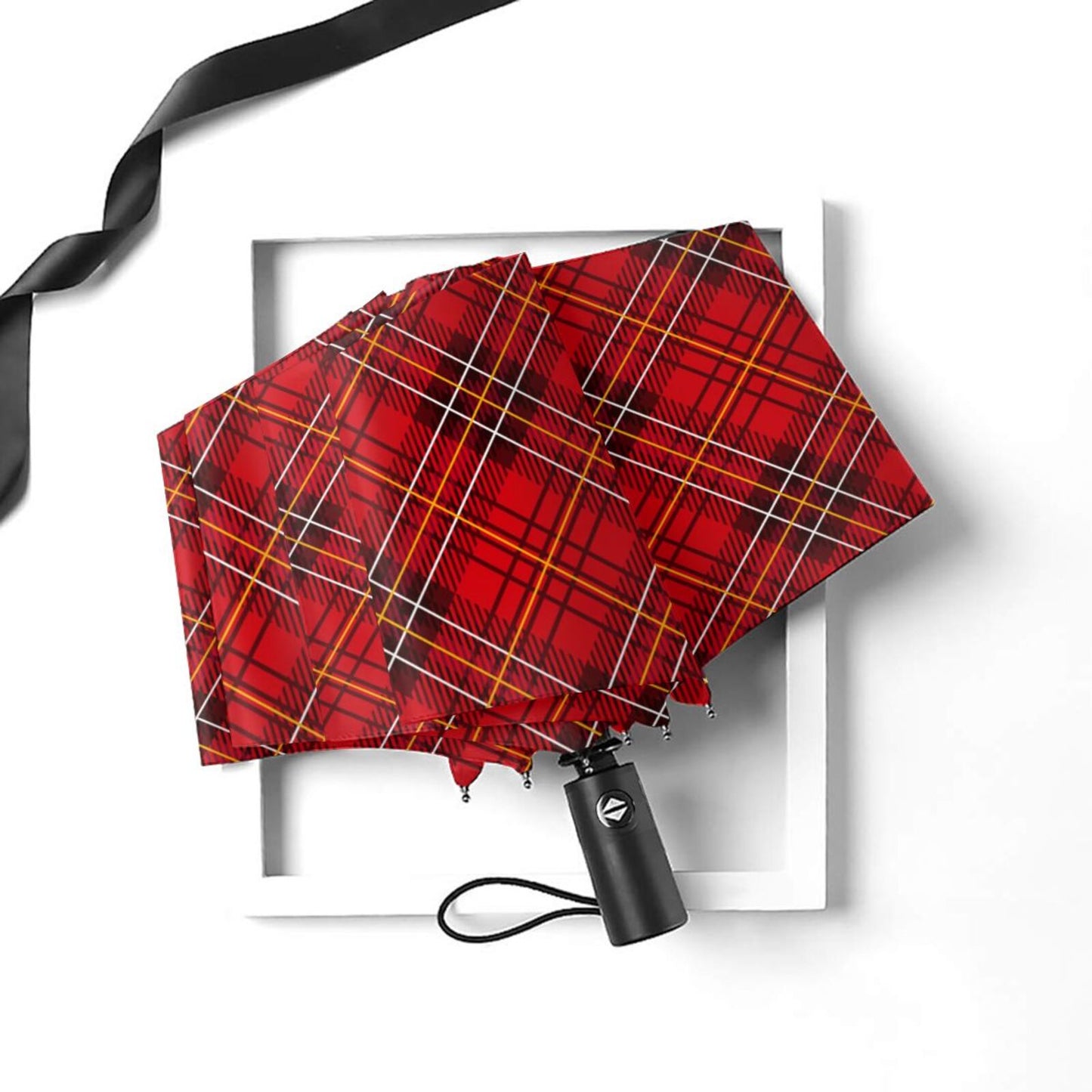 Parapluie de voyage pliable à carreaux