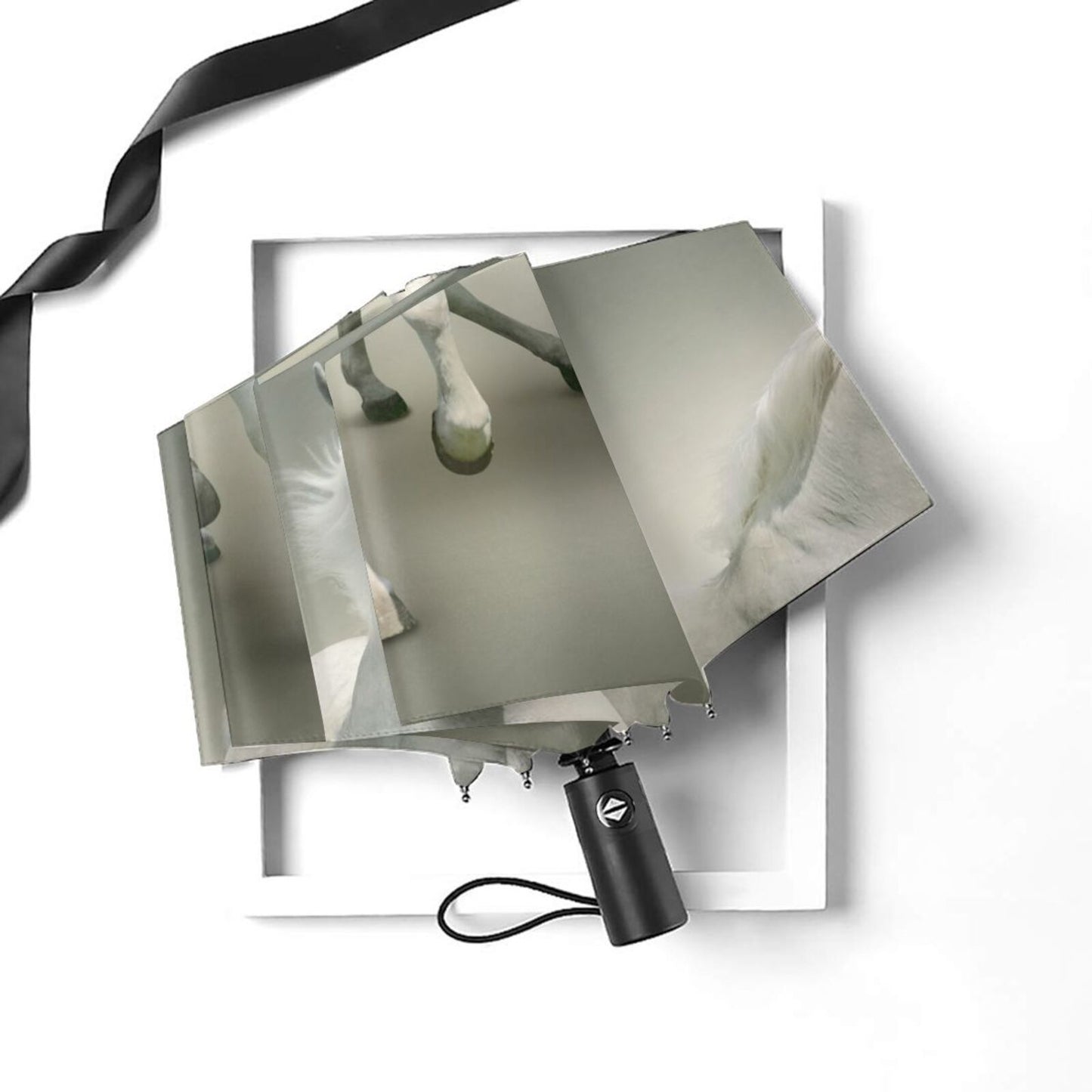 Parapluie compact pliable à imprimé cheval