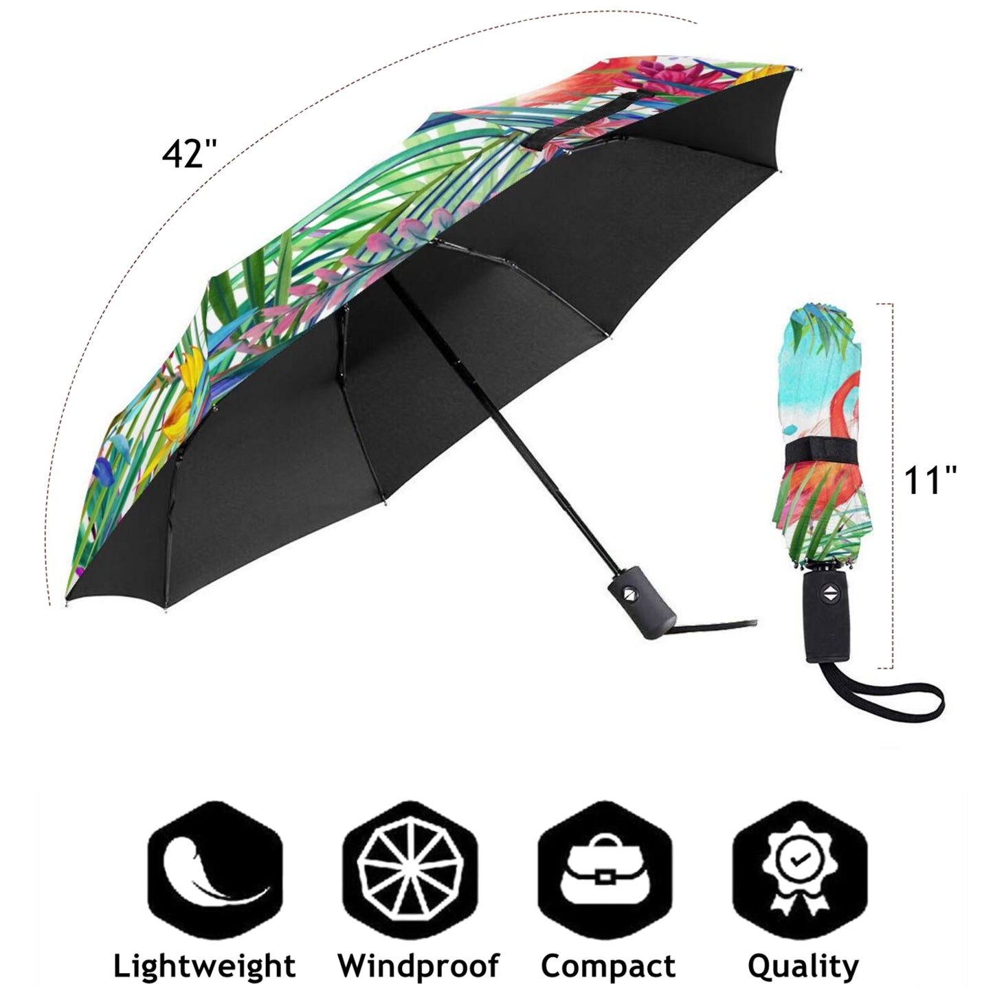 Parapluie pliable flamant rose