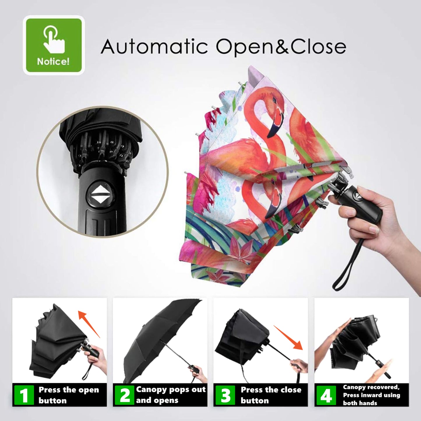 Parapluie pliable flamant rose