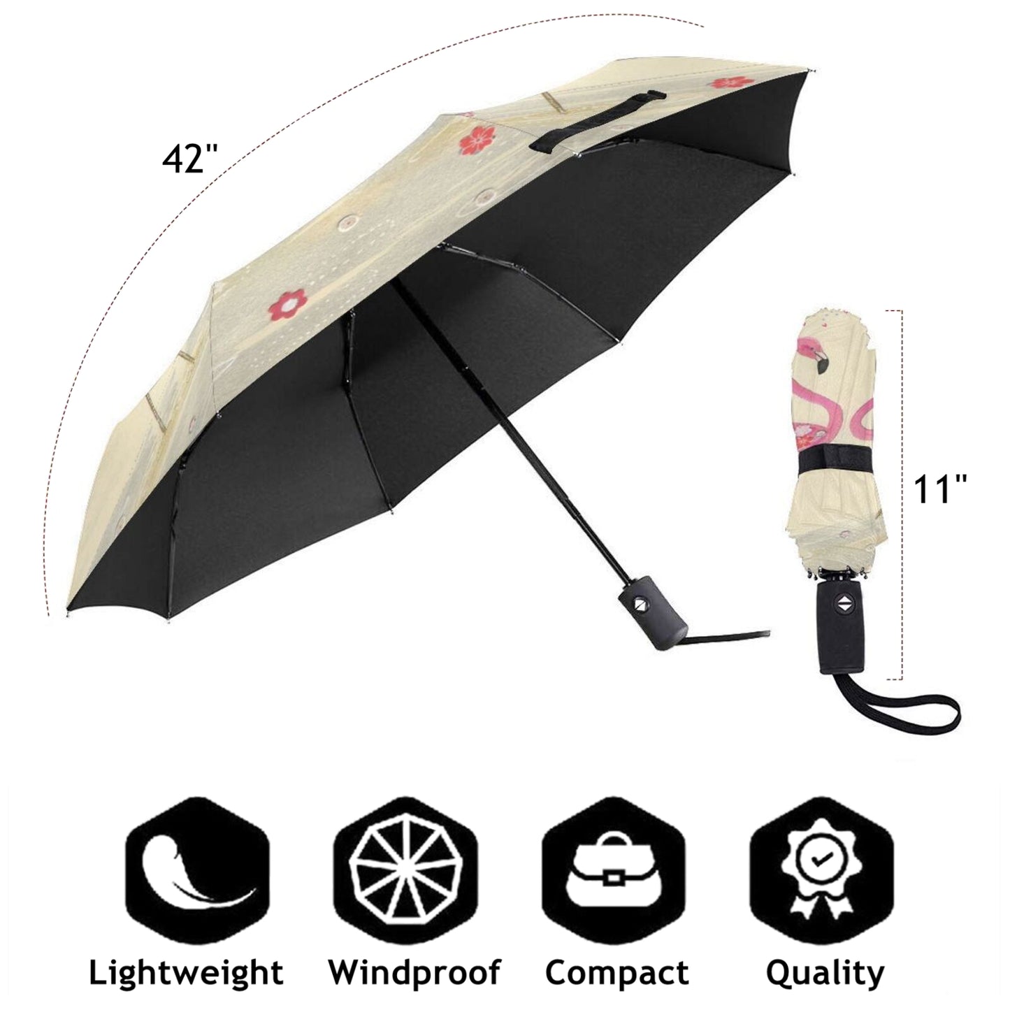 Parapluie pliant couple flamants roses
